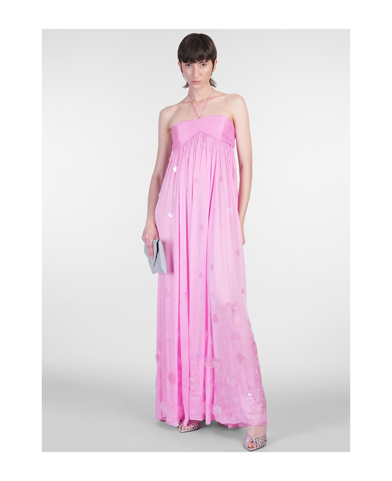 retrofete Mathilde Long Dress In Rose-pink Viscose - rose-pink