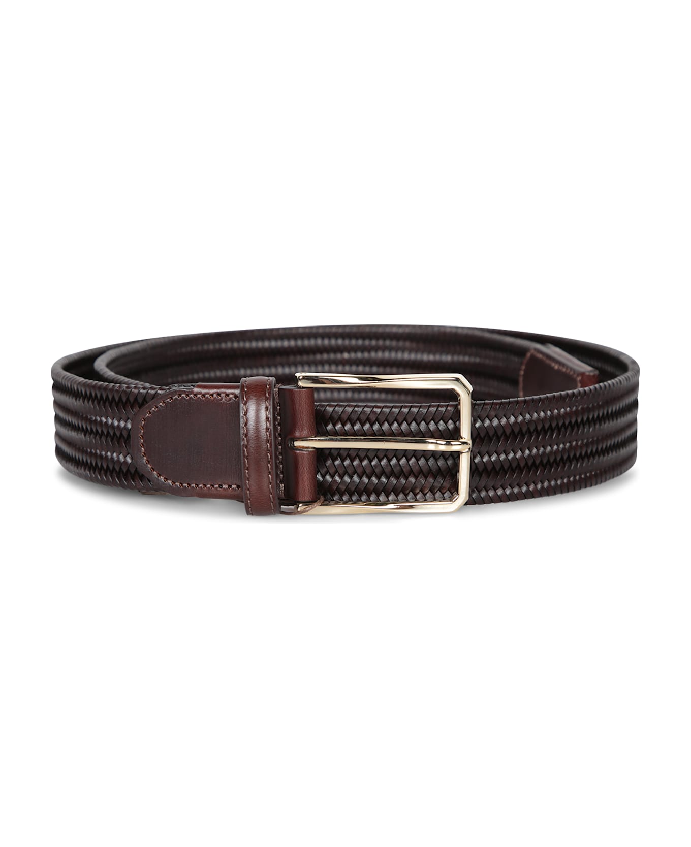 Canali Braided Brown Leather Belt - Brown