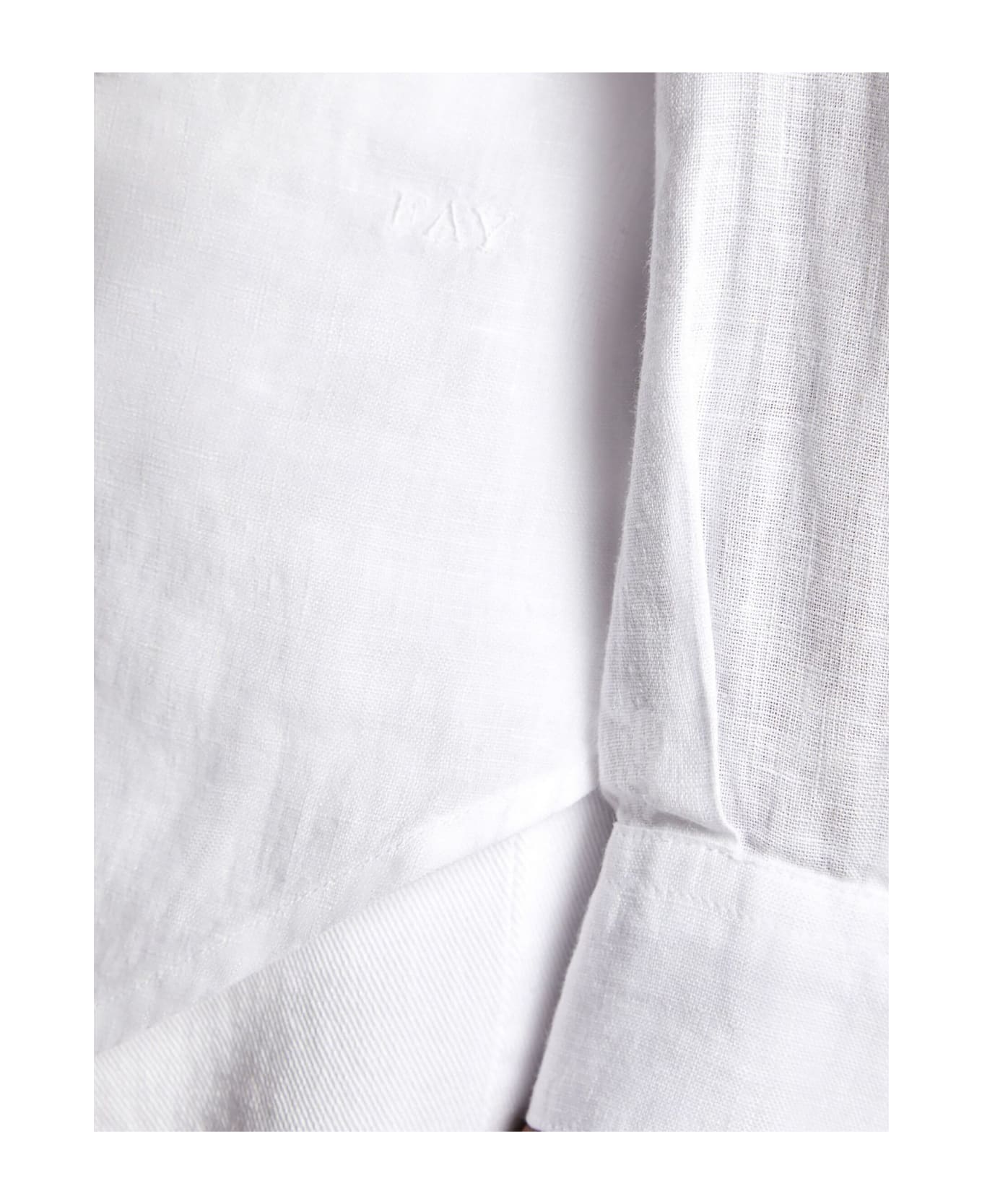 Fay Shirt In Garment-dyed Linen - White