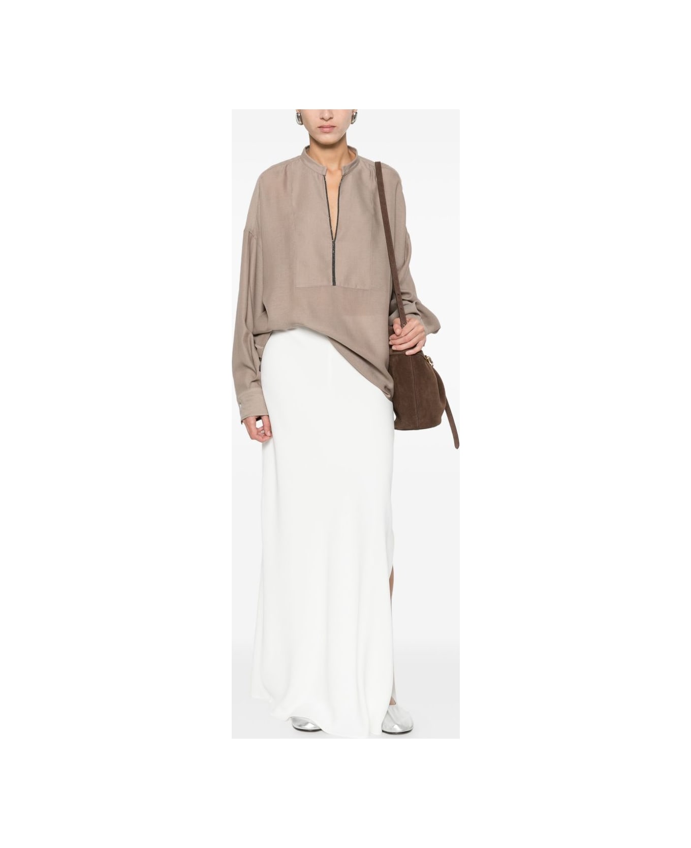 Brunello Cucinelli V-necked Blouse - Camel