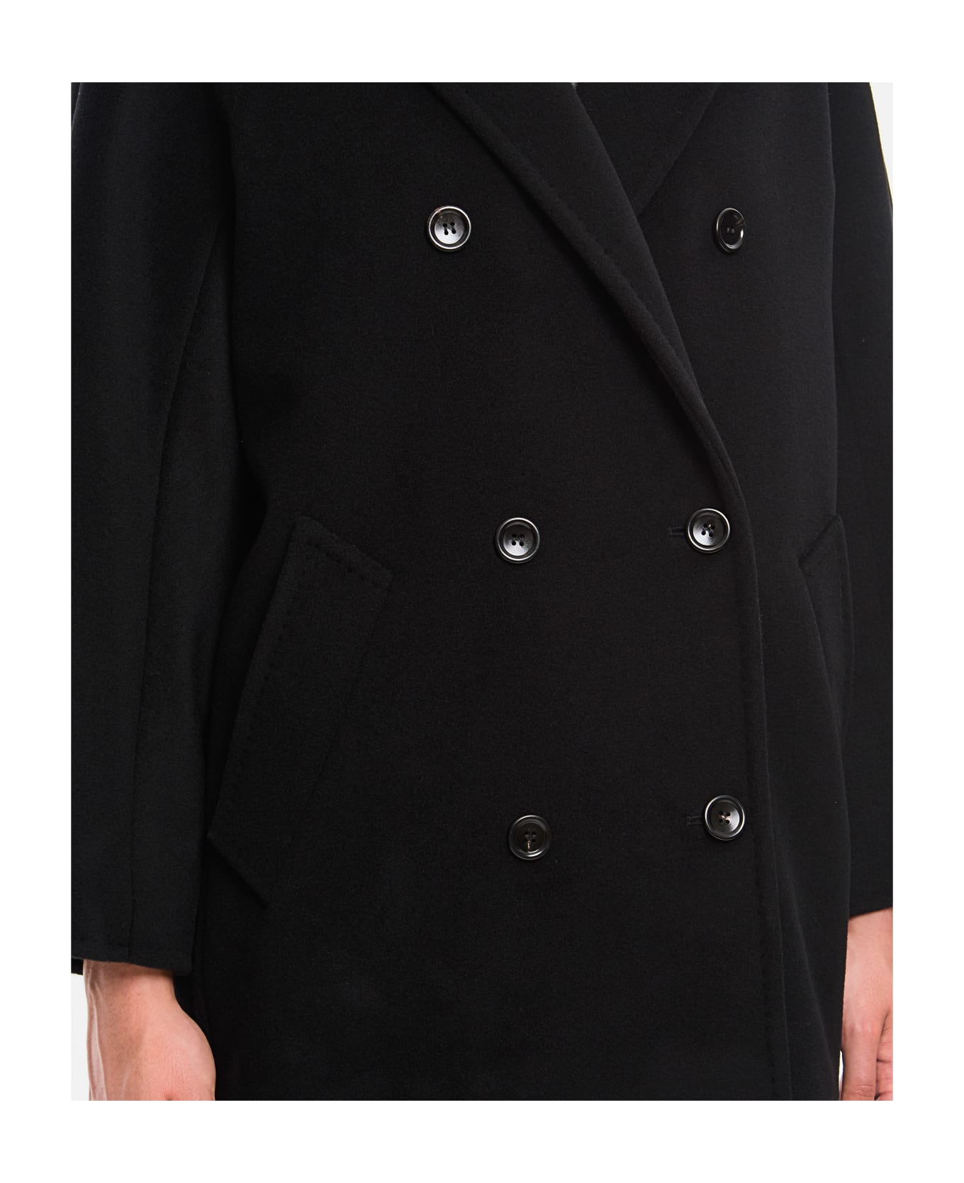 Max Mara Rebus Double Breasted Coat - Black