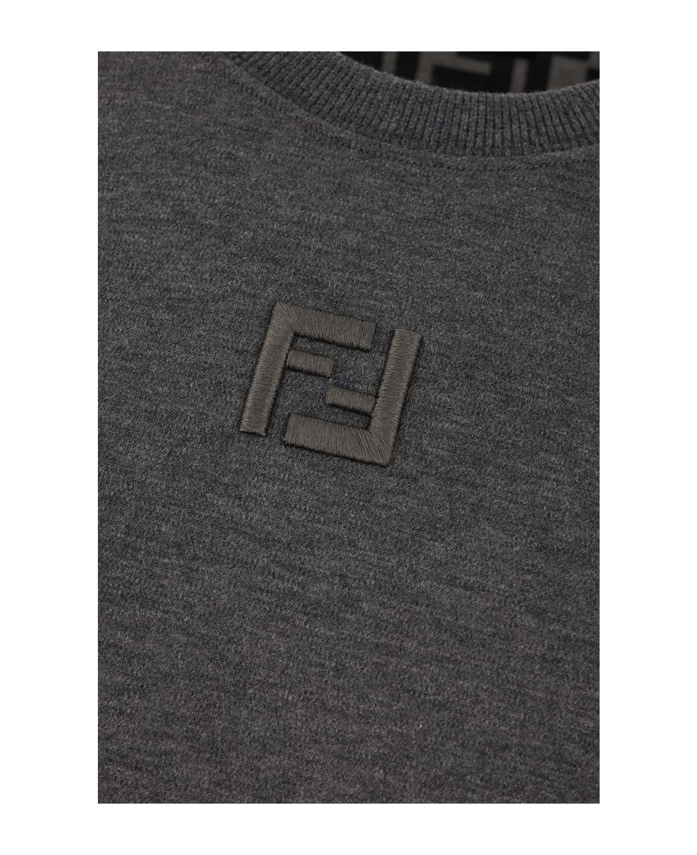 Fendi Dark Grey Cotton Blend Sweatshirt - Grigio