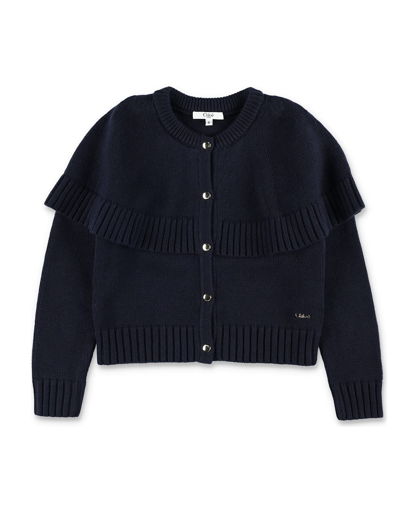 Chloé Kids Knitted Cape Cardigan - NAVY