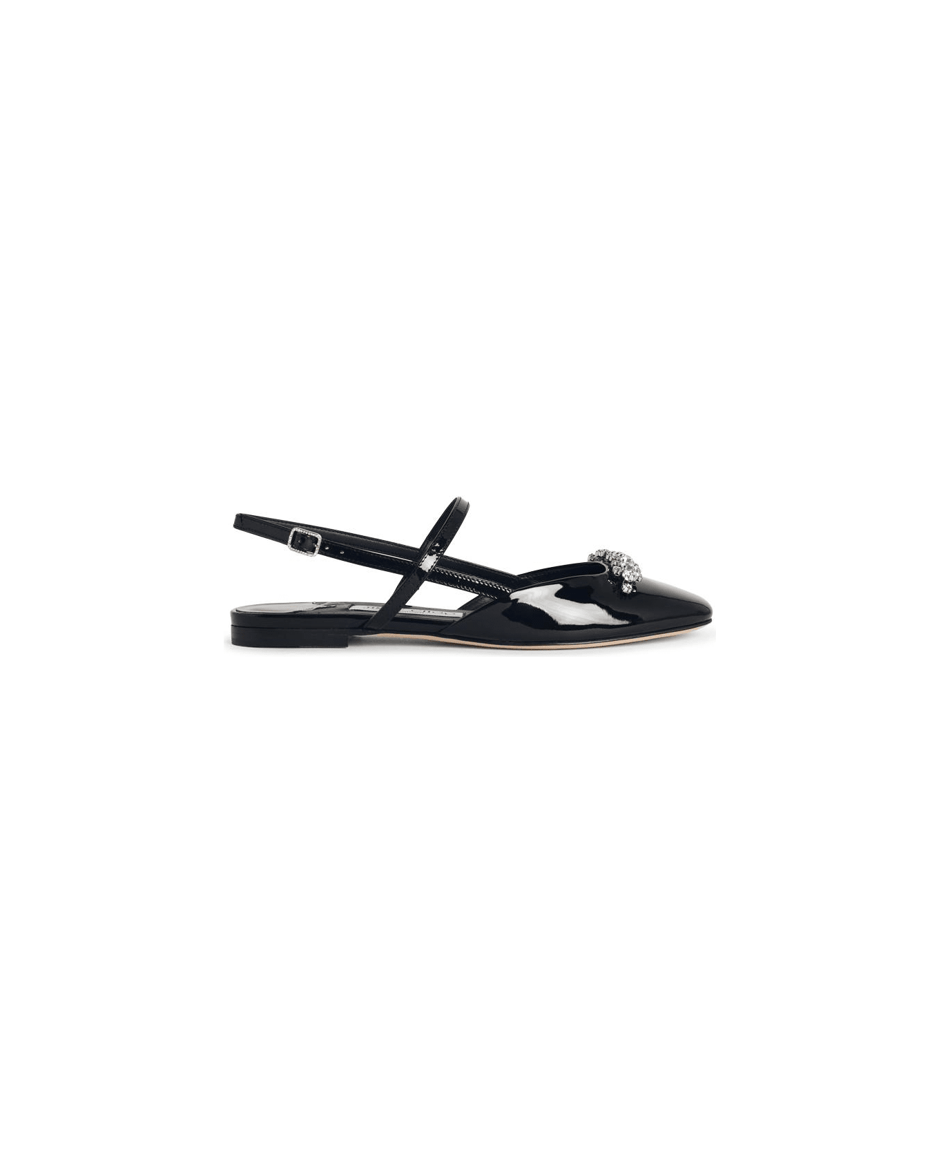 Jimmy Choo 'belinda Sb Flat' Black Leather Ballet Flats - Black