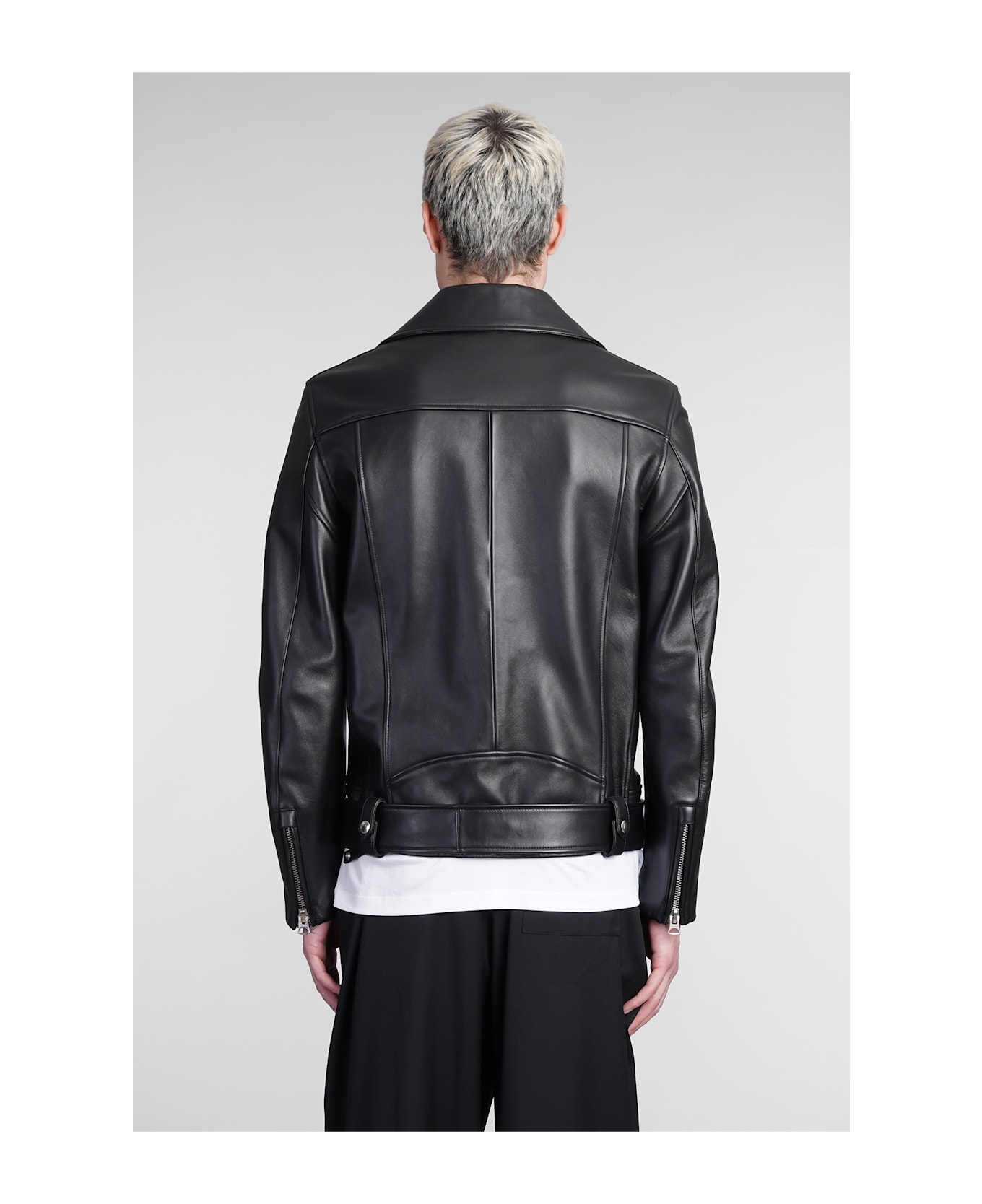 Acne Studios Nate Clean Biker Jacket In Black Leather - black