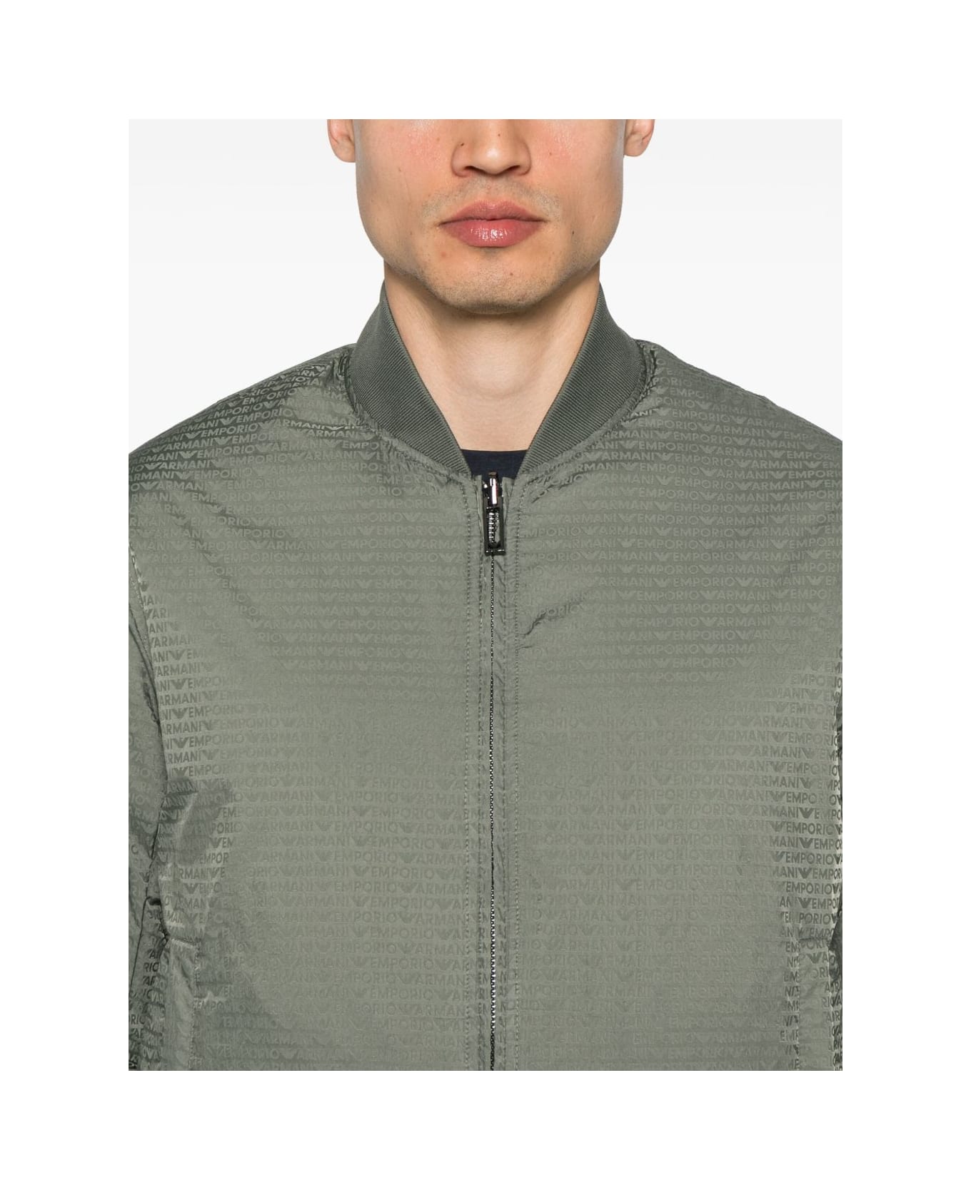Emporio Armani Jacquard Nylon Bomber Jacket - Green