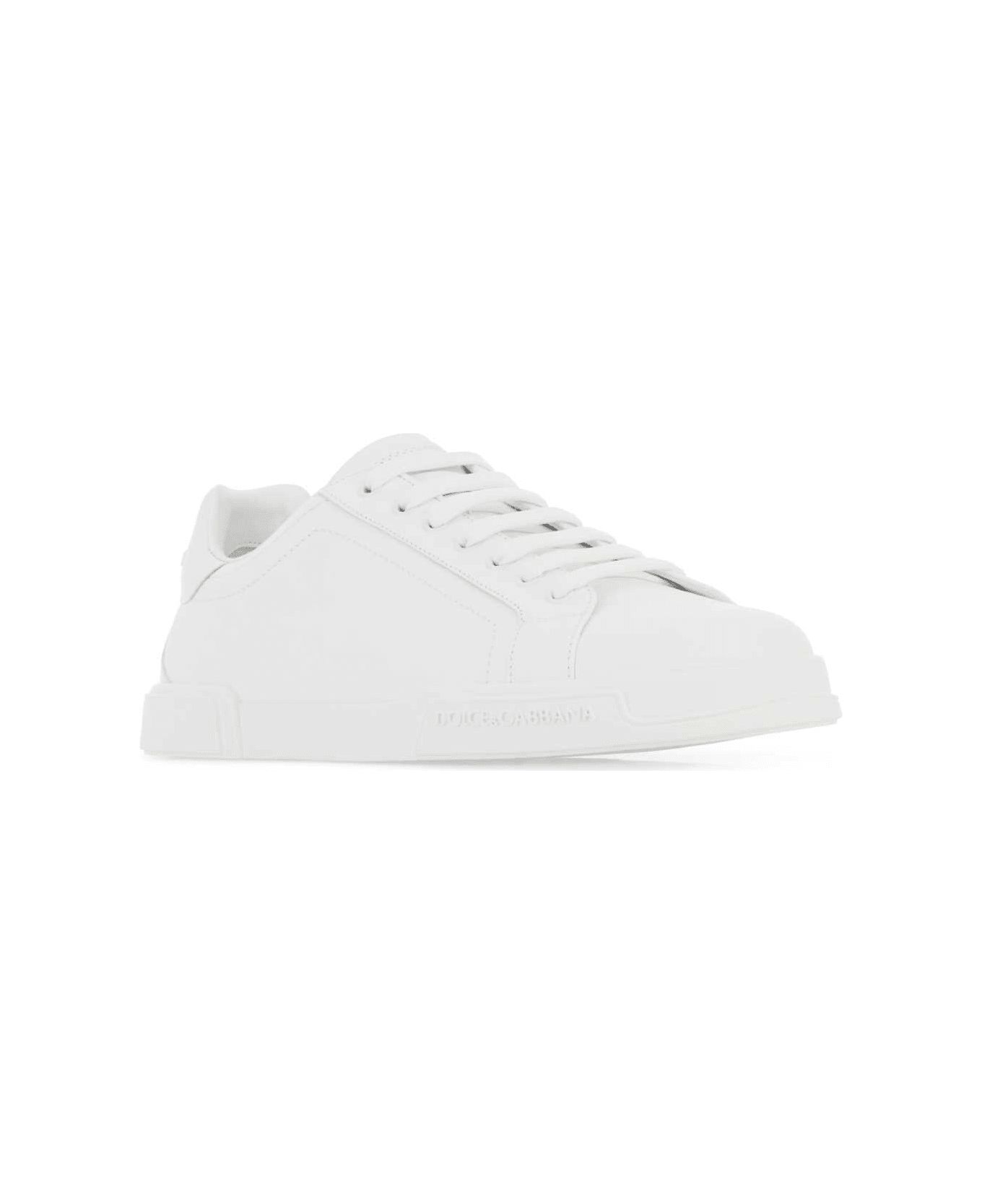 Dolce & Gabbana White Leather Portofino Sneakers - BIANCOOTTICO