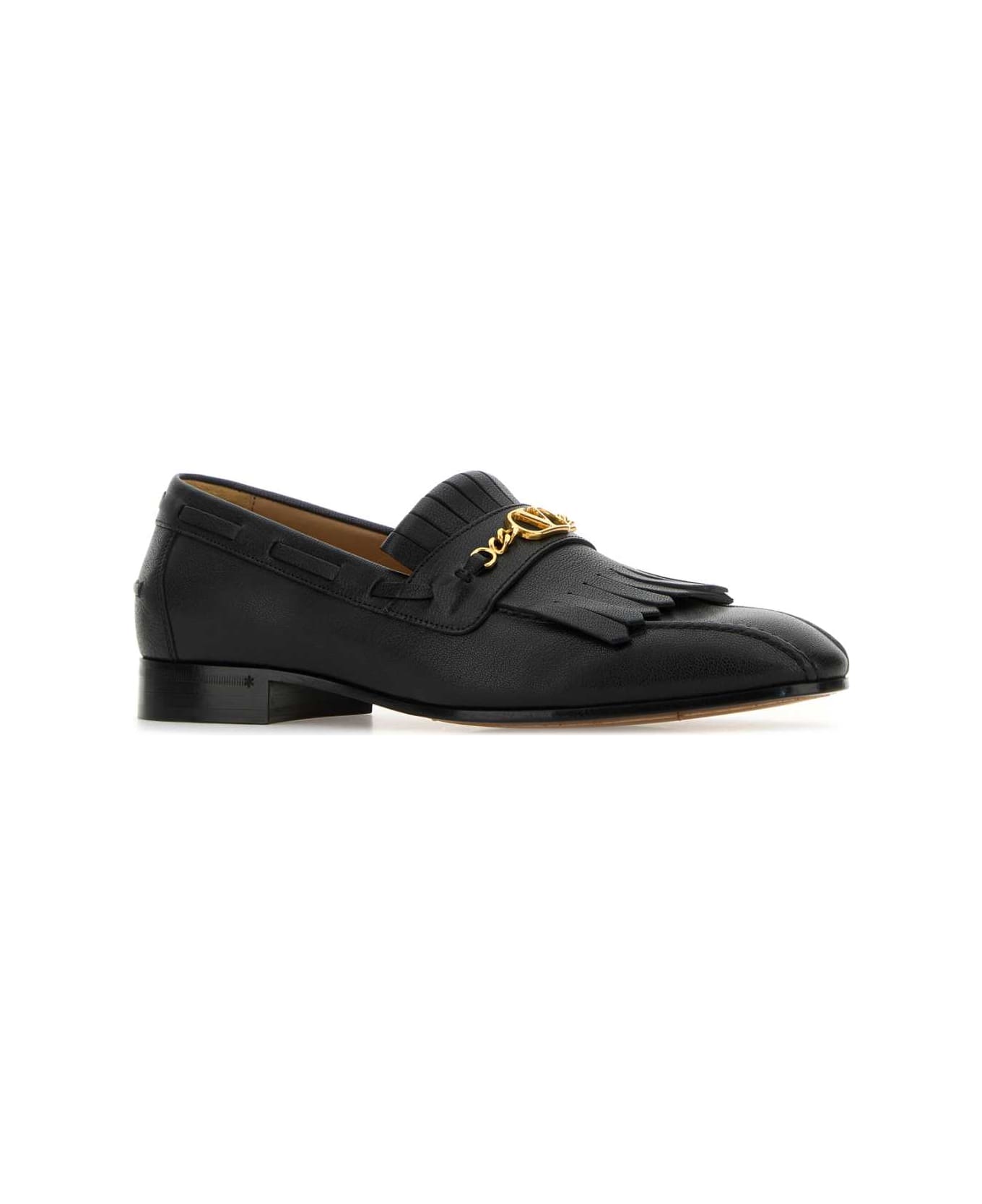 Valentino Garavani Black Leather Vlogo Signature Loafers - NERO