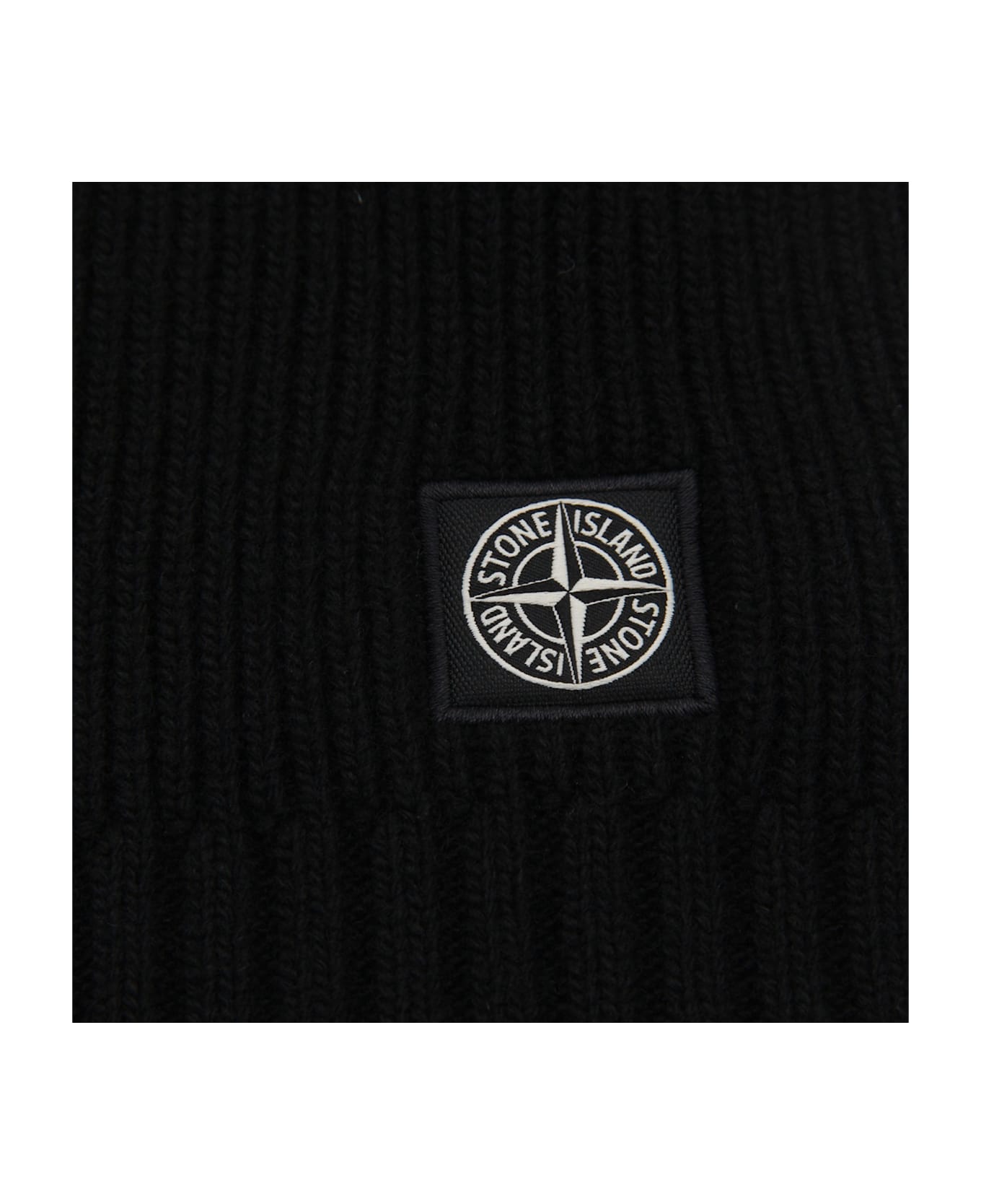 Stone Island Black Wool Scarf - Black