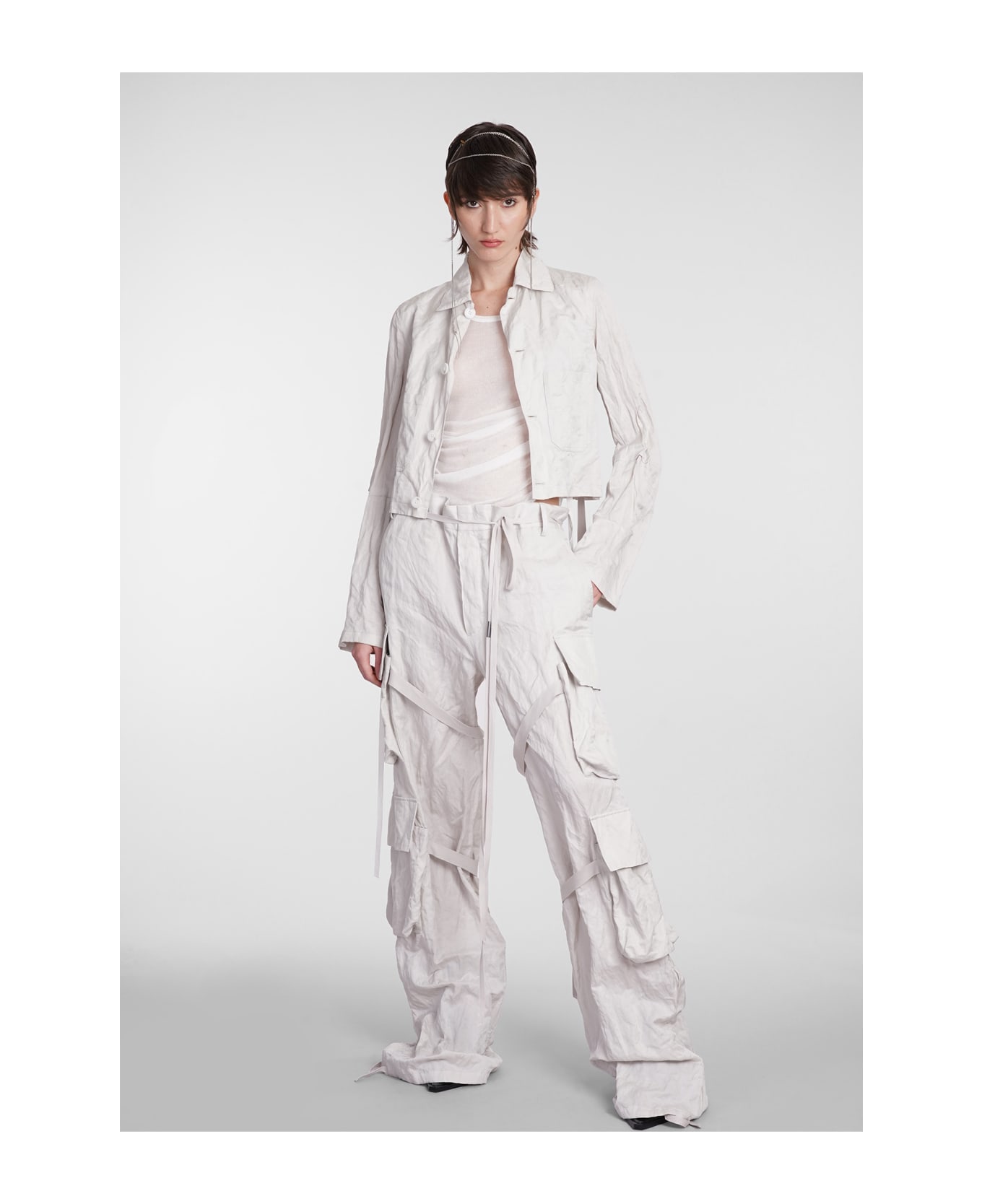 Ann Demeulemeester Pants In Grey Cotton - GREY ボトムス