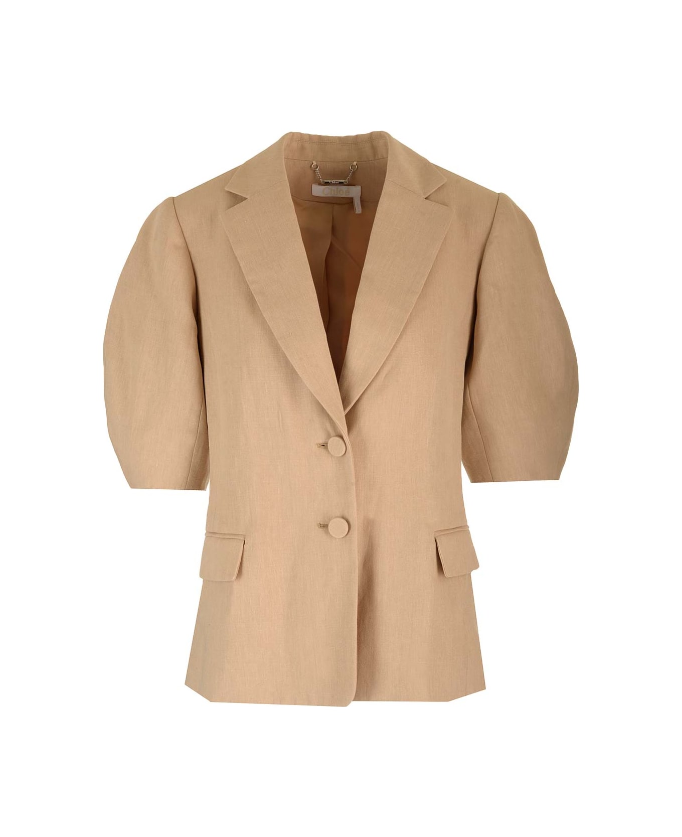 Chloé Single-breasted Jacket With Balloon Sleeves - Beige