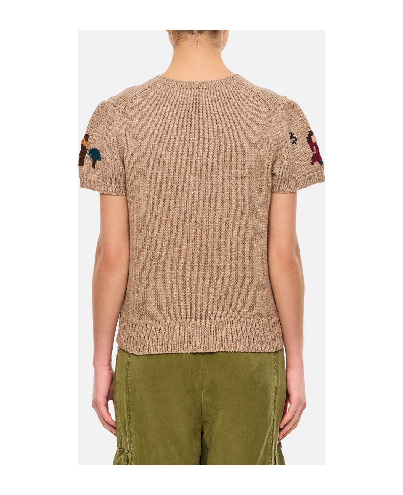 Polo Ralph Lauren Wool And Cotton Jacquadr Short Sleeve Pullover - Beige