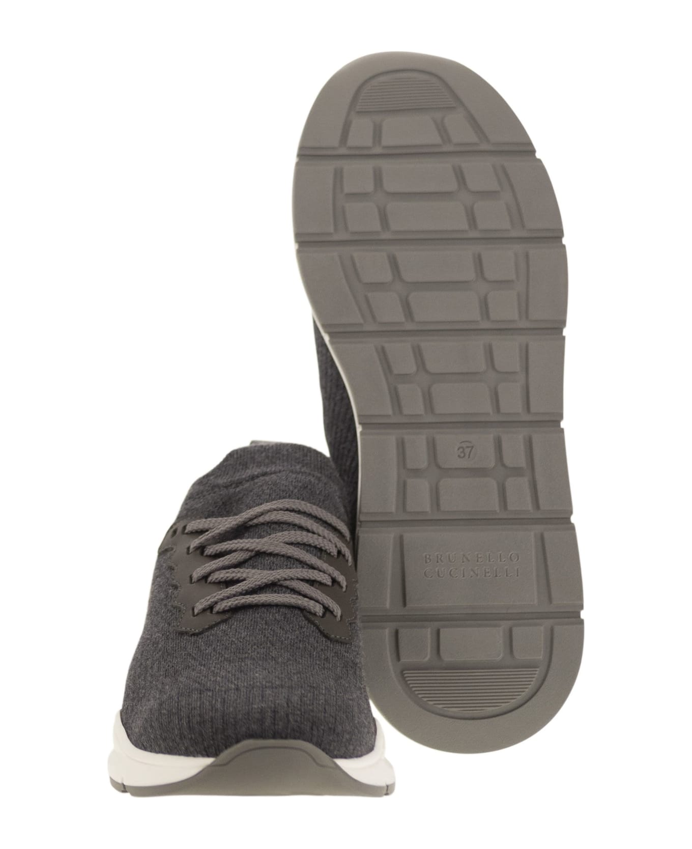 Brunello Cucinelli Runners In Wool Knitwear - Anthracite