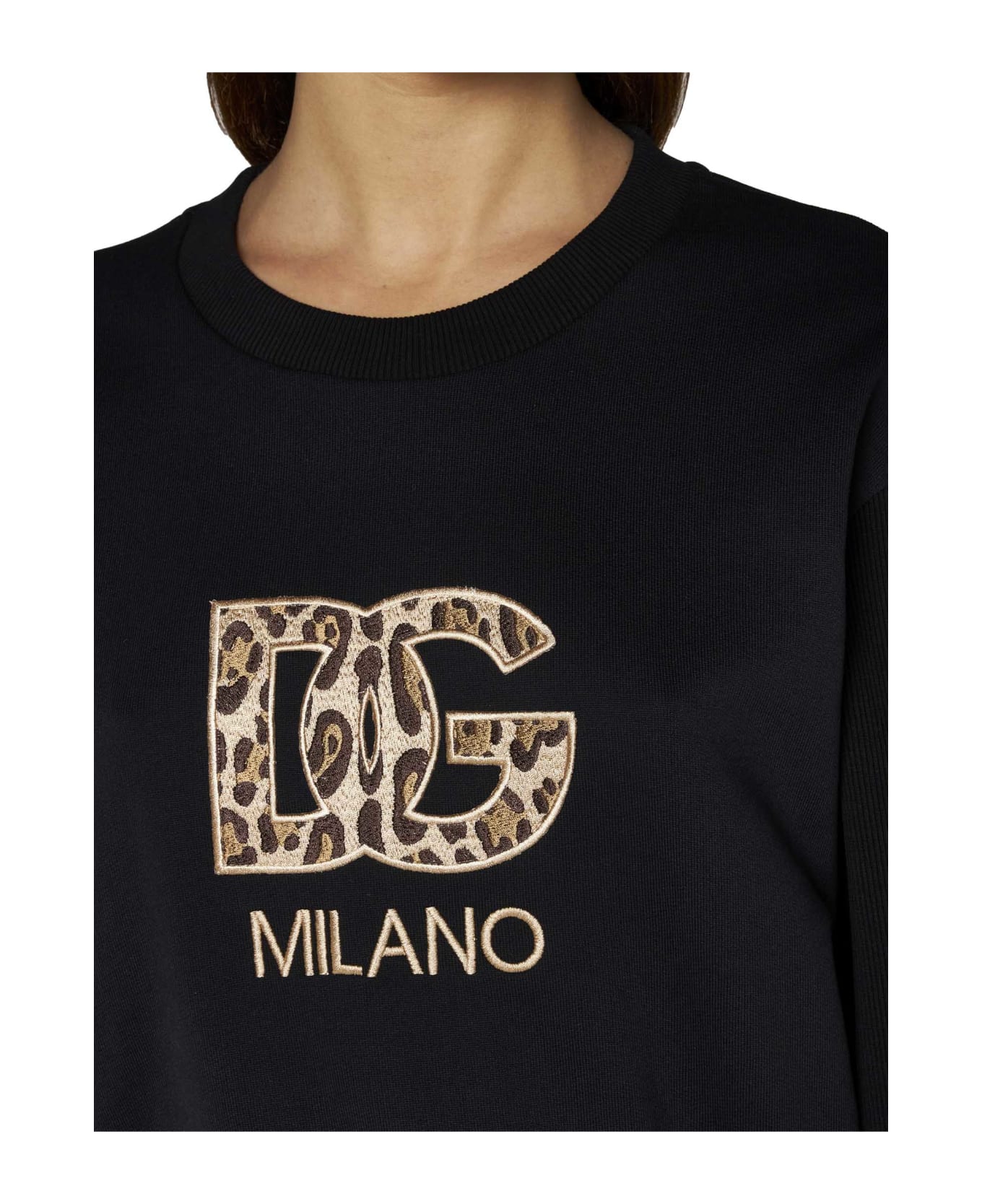Dolce & Gabbana Dg Logo Cropped Sweatshirt - Nero