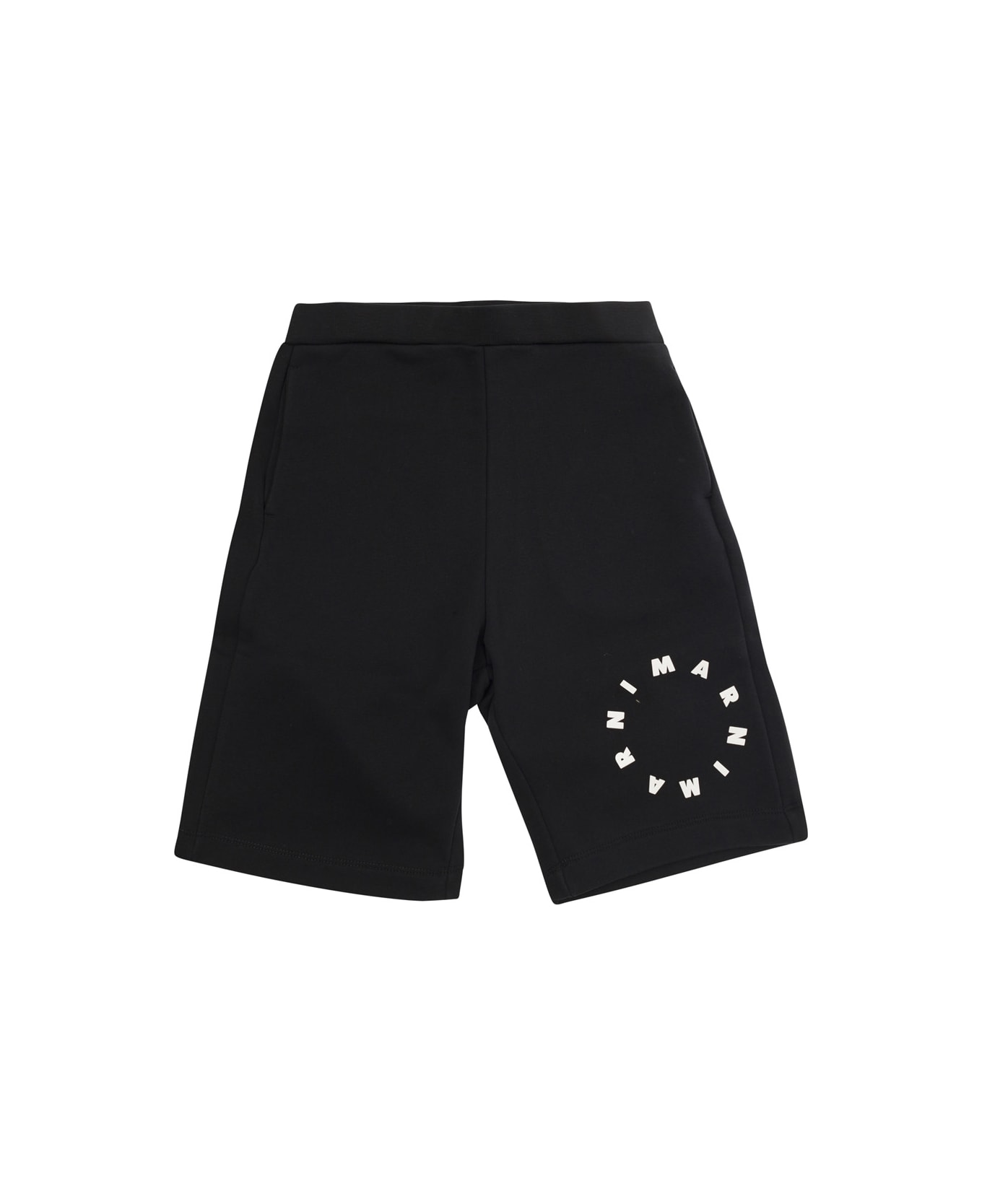 Marni Black Shorts With Logo Lettering Print In Cotton Boy - Black