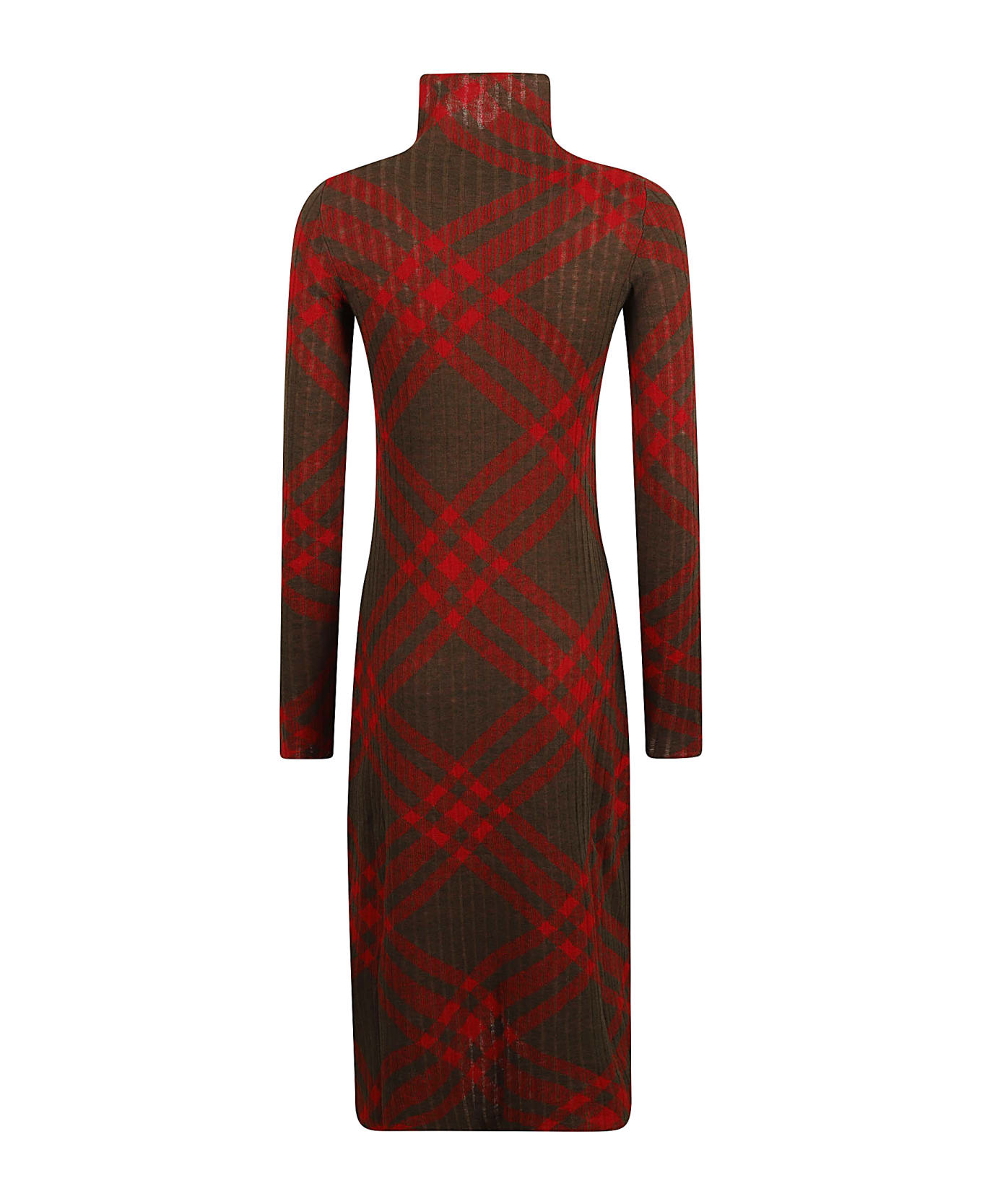 Burberry Ribbed Checked Sweater - RED