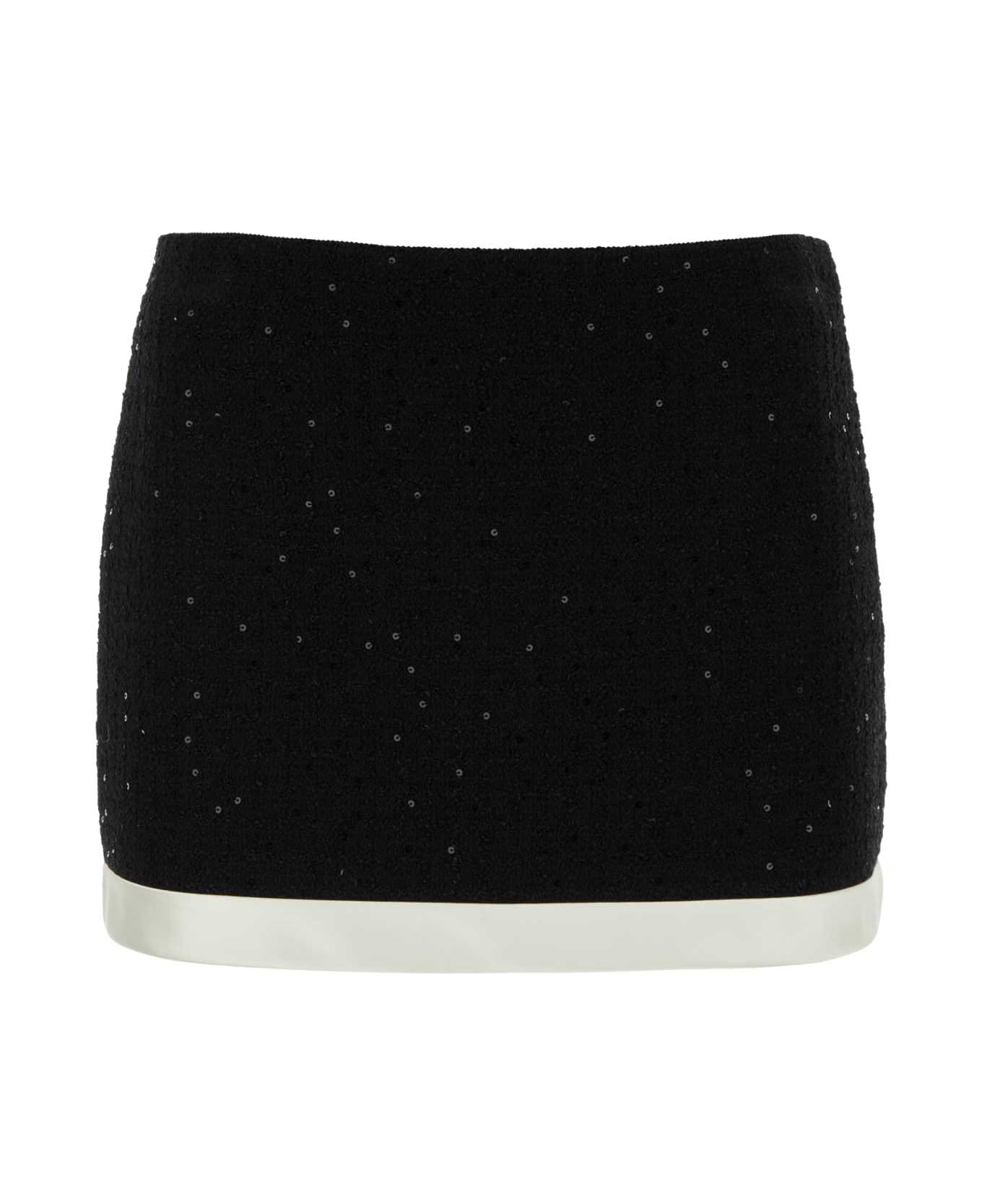 Miu Miu Black Cotton Blend Mini Skirt - NERO