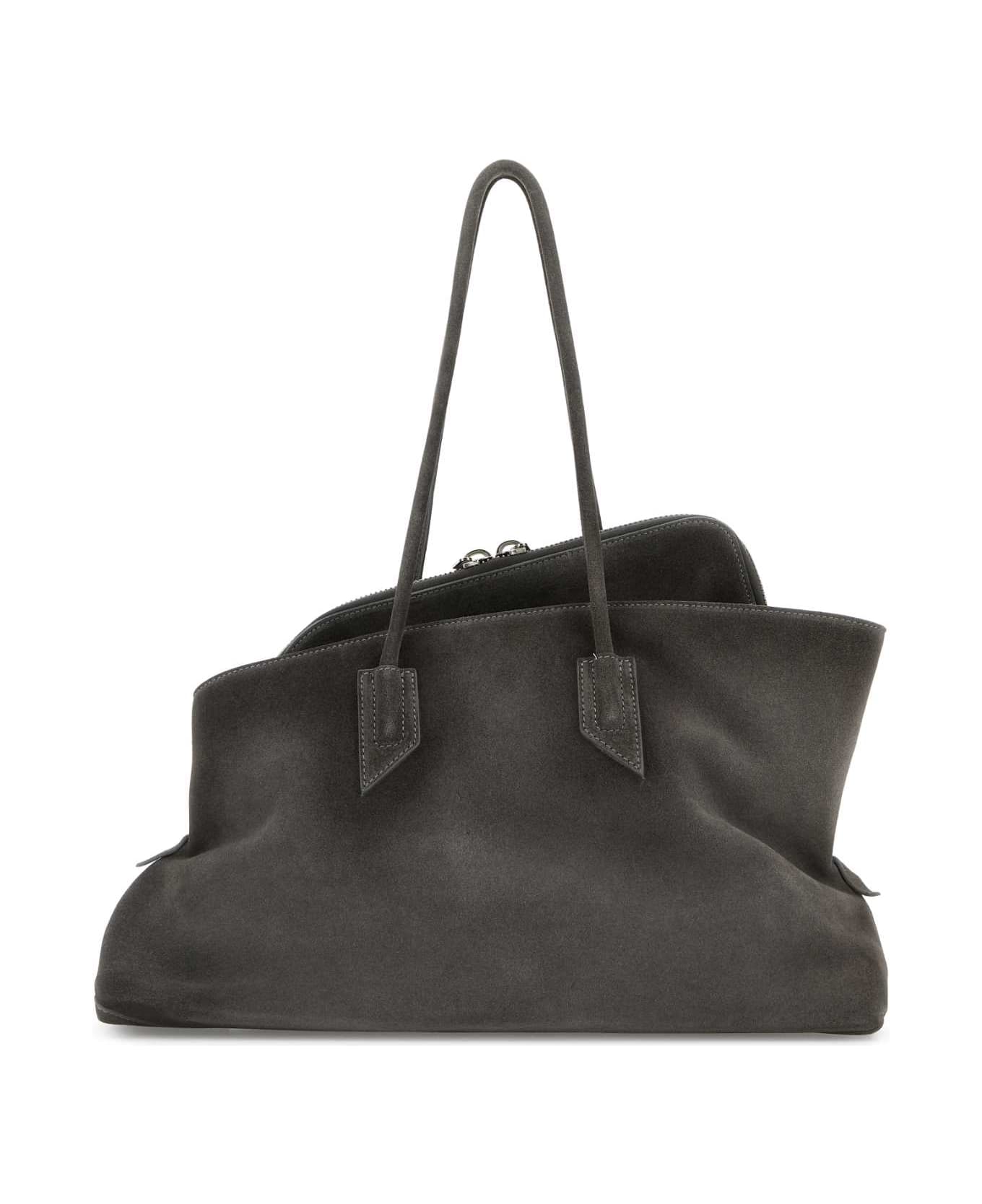 The Attico Grey Suede Medium La Passeggiata Shoulder Bag - DARKGREY