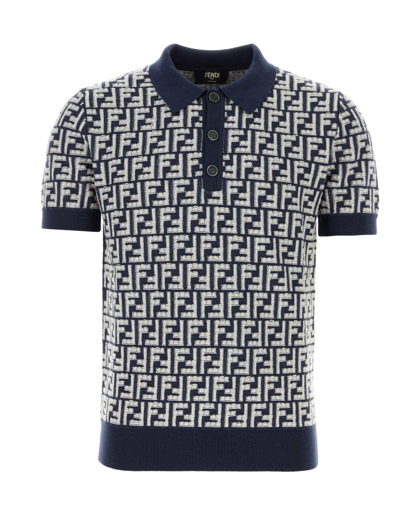 Fendi Embroidered Wool Polo Shirt - NAVY ポロシャツ