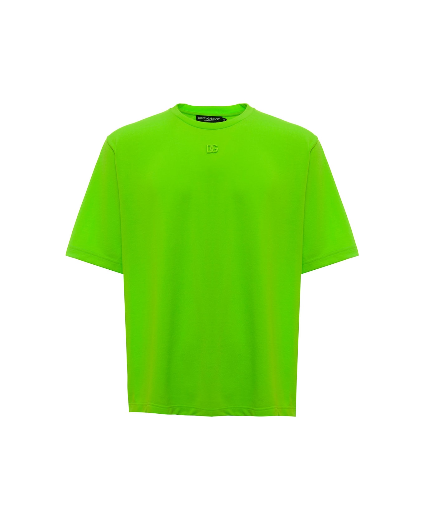 Dolce & Gabbana Man 's Fluo Green Jersey T-shirt With Logo - Green