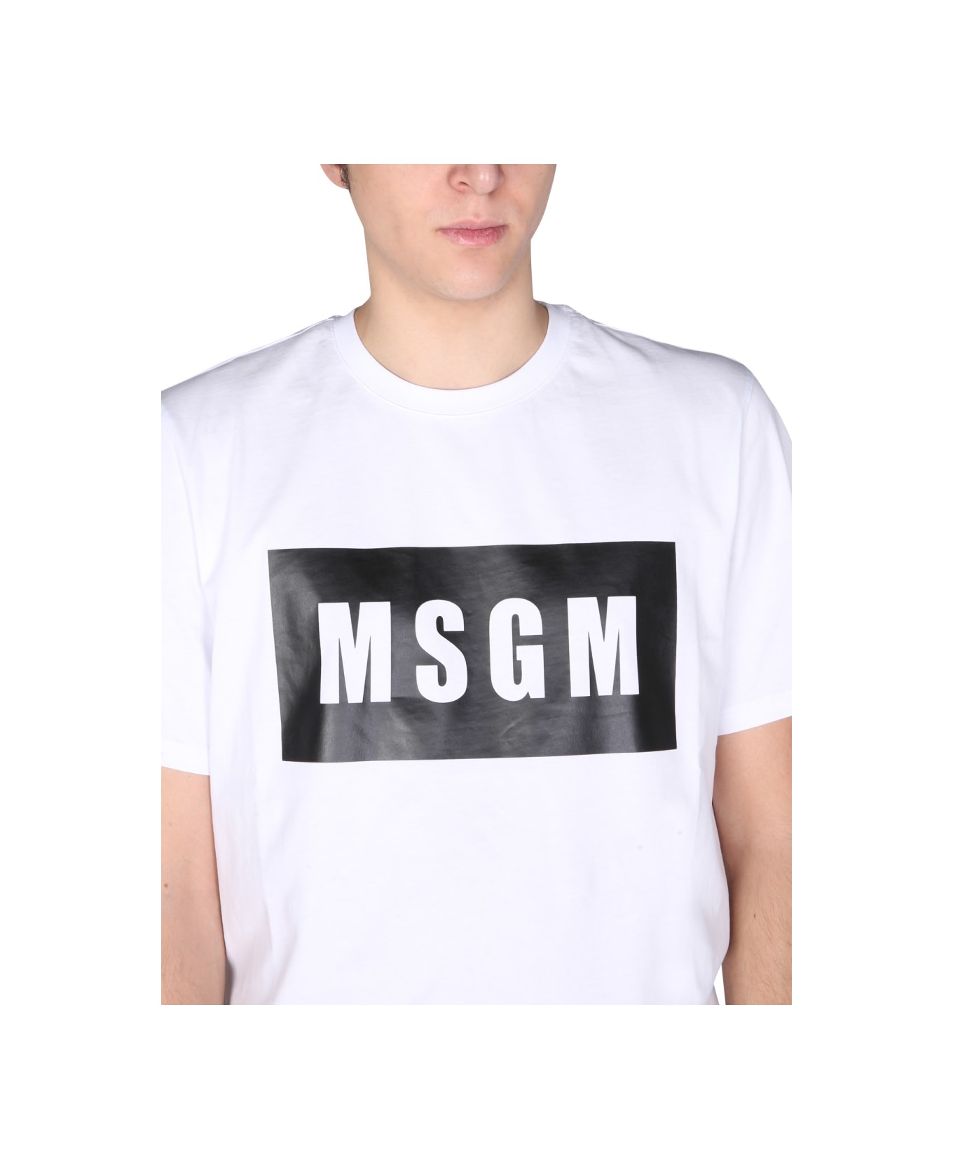 MSGM Logo Box T-shirt - WHITE シャツ