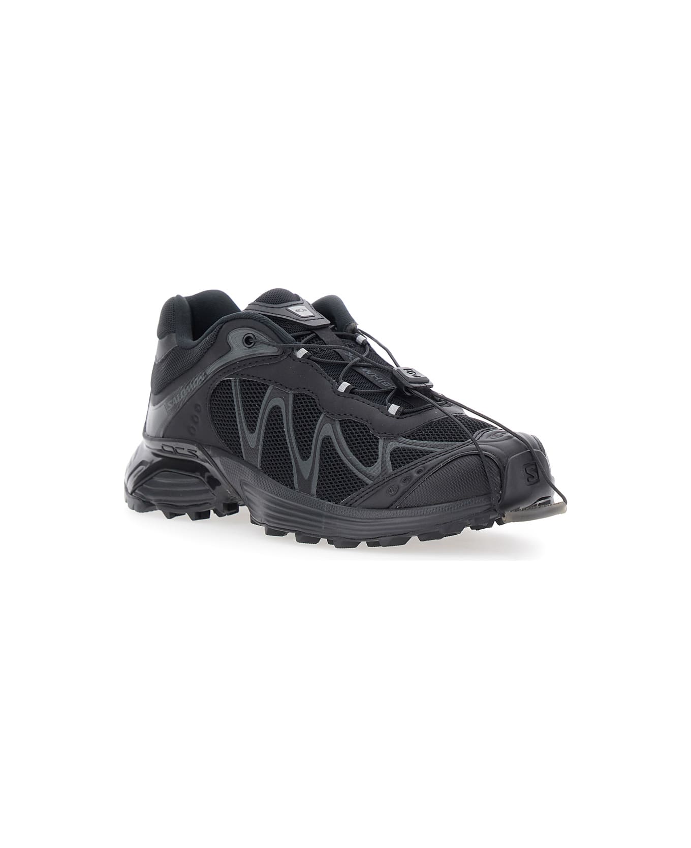 Salomon 'xt-whisper' Black Sneakers With Printed Logo On The Side And Drawstring Closure In Fabric Unisex - Black