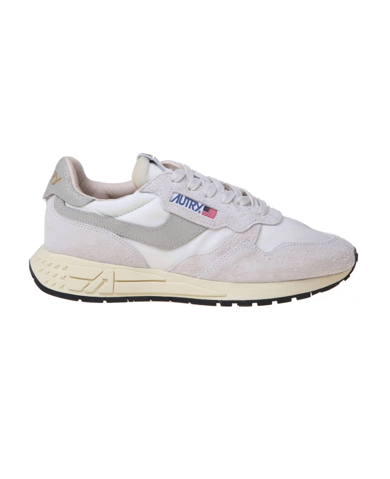 Autry Reelwind Low Sneakers In White Suede And Nylon - WHITE