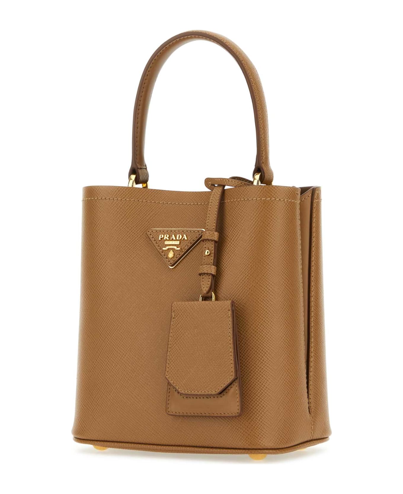 Prada Camel Leather Small Panier Handbag - CARAMELX