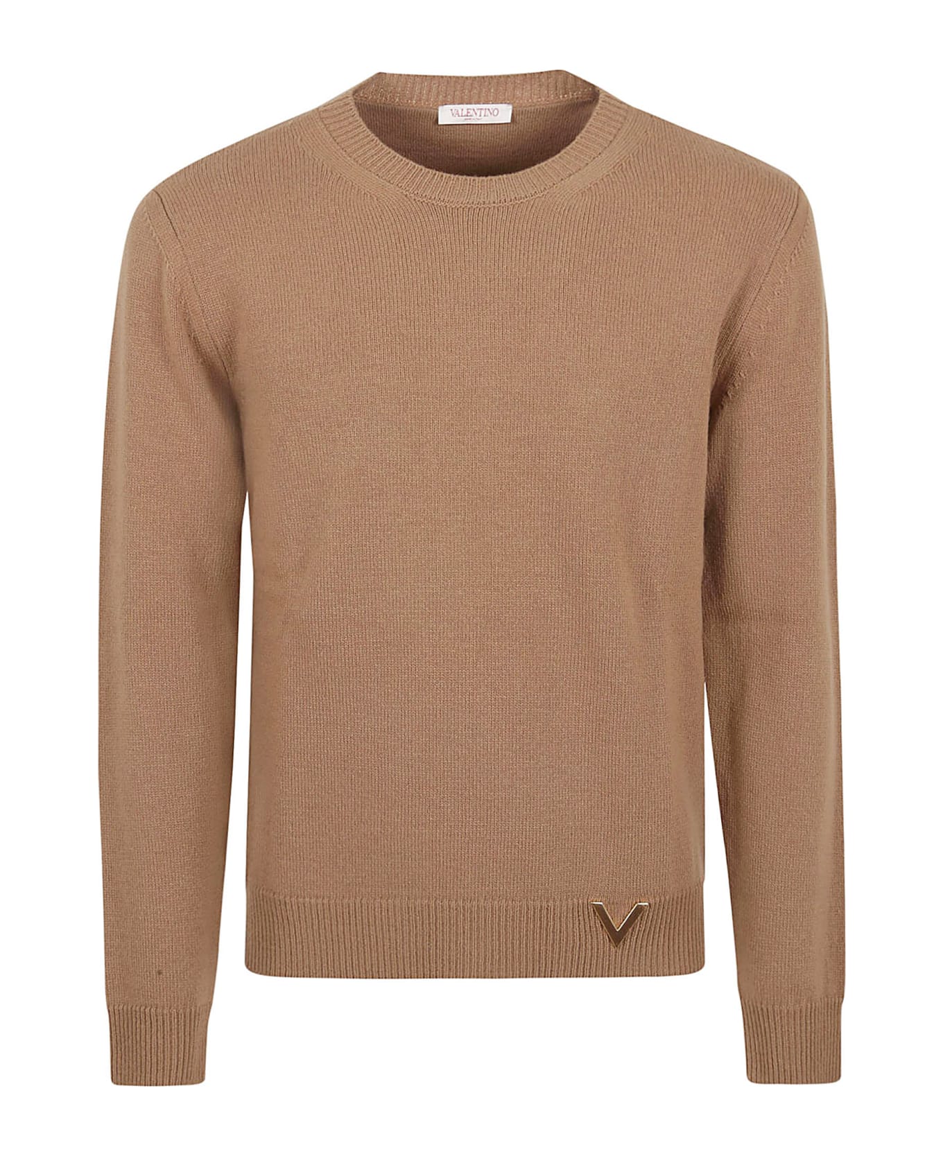 Valentino Garavani V Detail Cachemer Sweater - Cammello