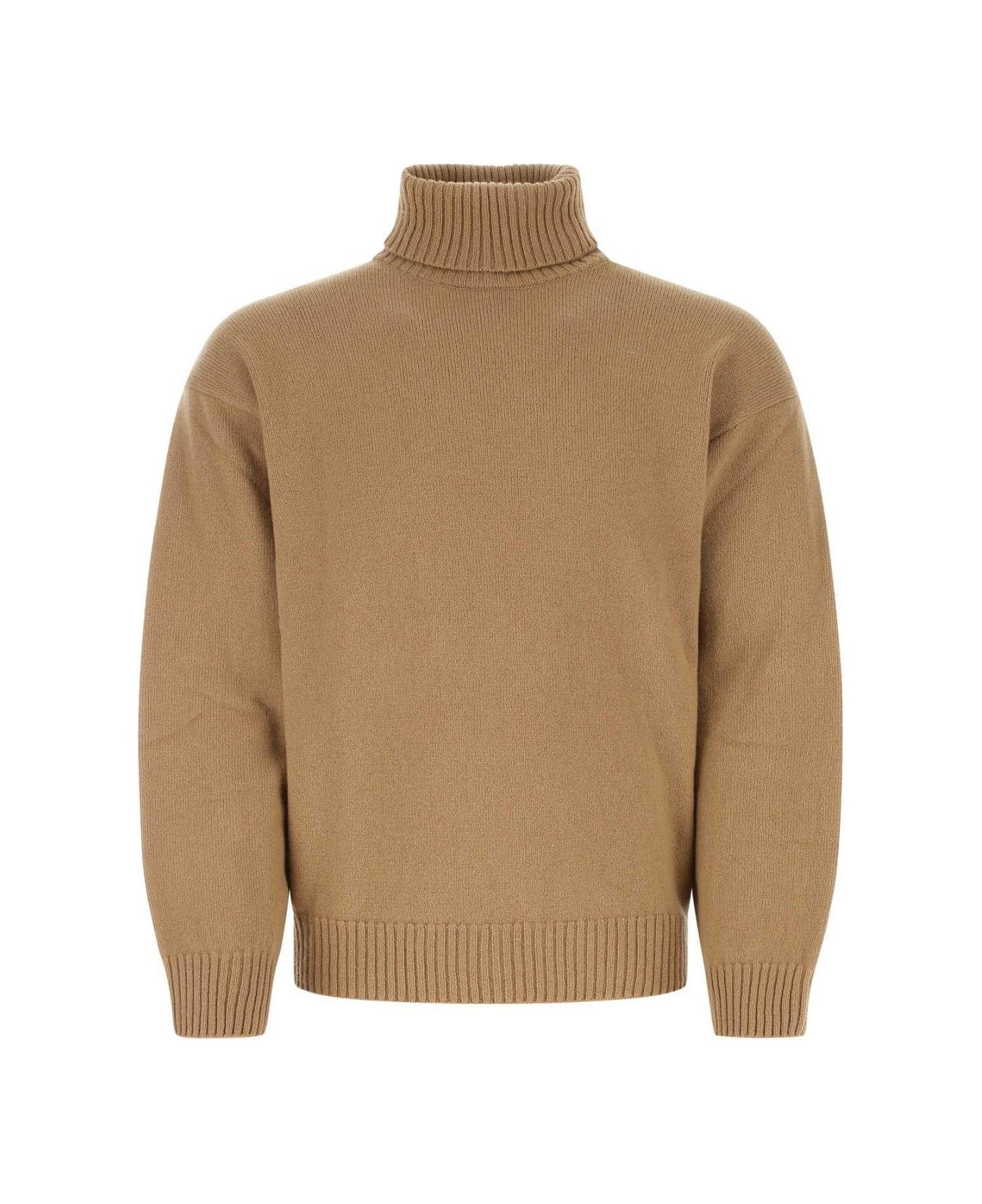 A.P.C. Drop-shoulder Roll-neck Knitted Jumper Sweater - CAMEL