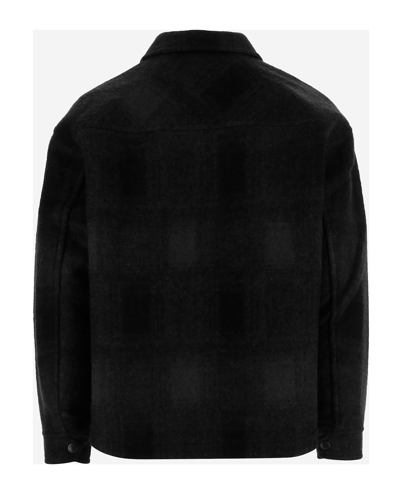 And Wander Checkered Wool Blend Jacket - Black