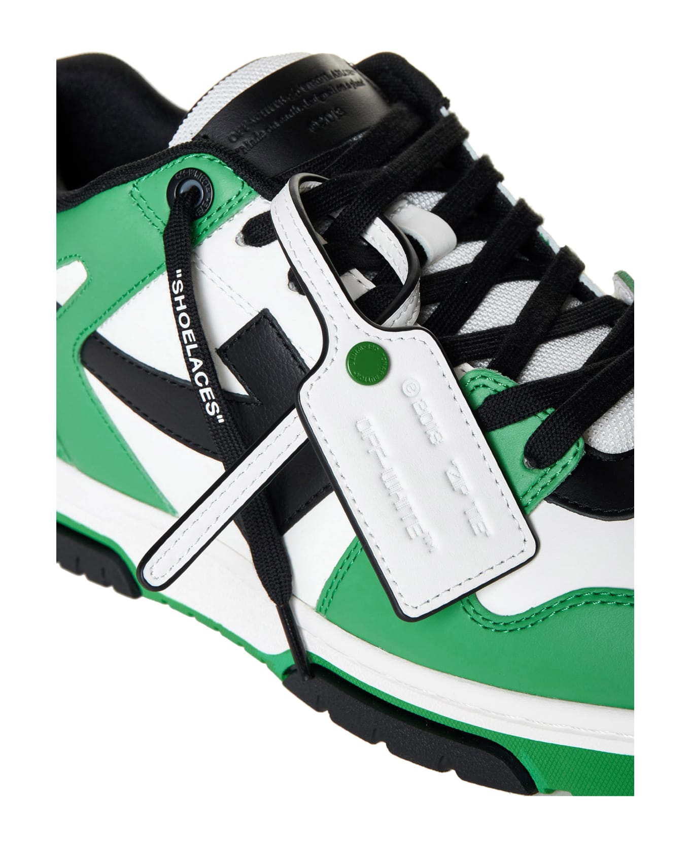 Off-White 'out Of Office' Green Leather Sneakers - Green black スニーカー