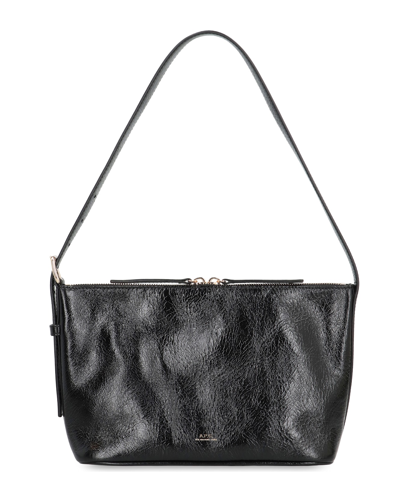 A.P.C. Shoulder Bag In Crumpled Leather - black