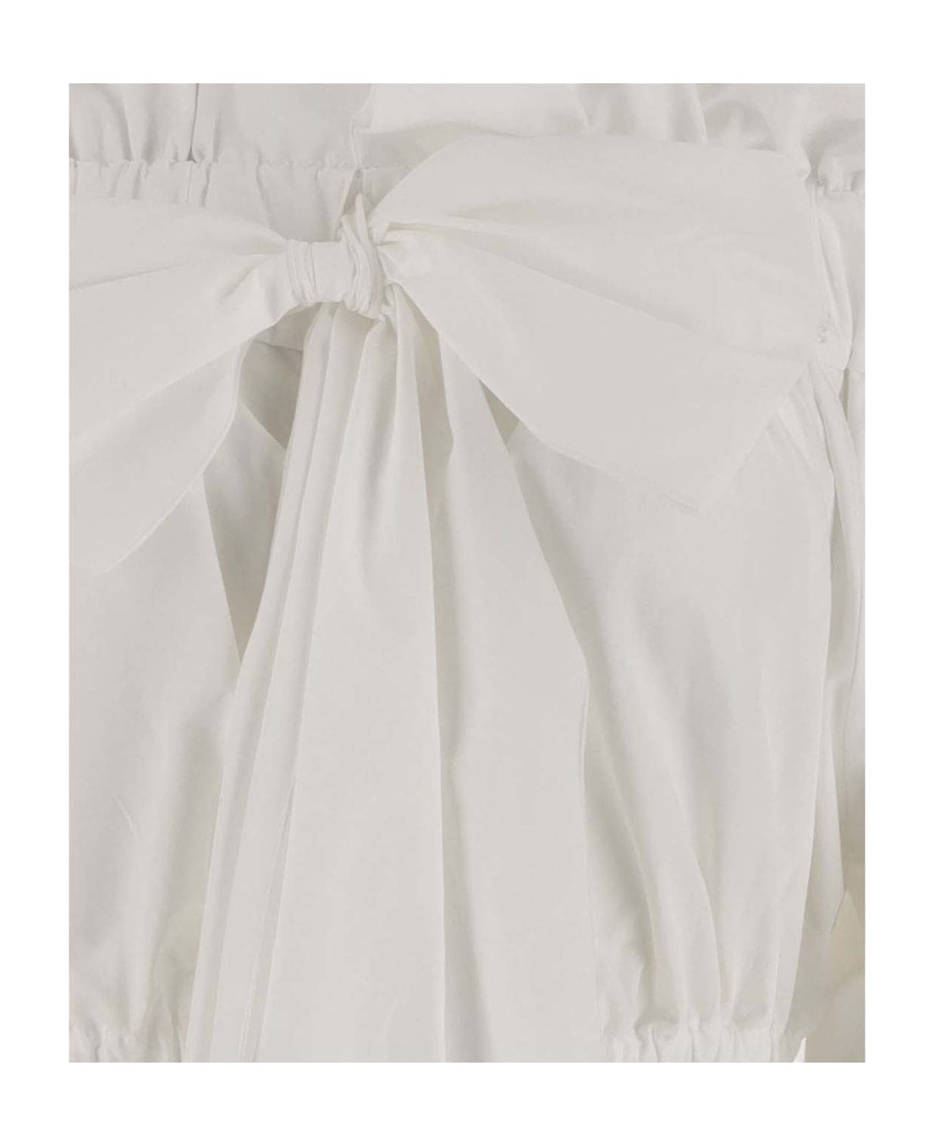 Patou Cotton Crop Top With Bow - White