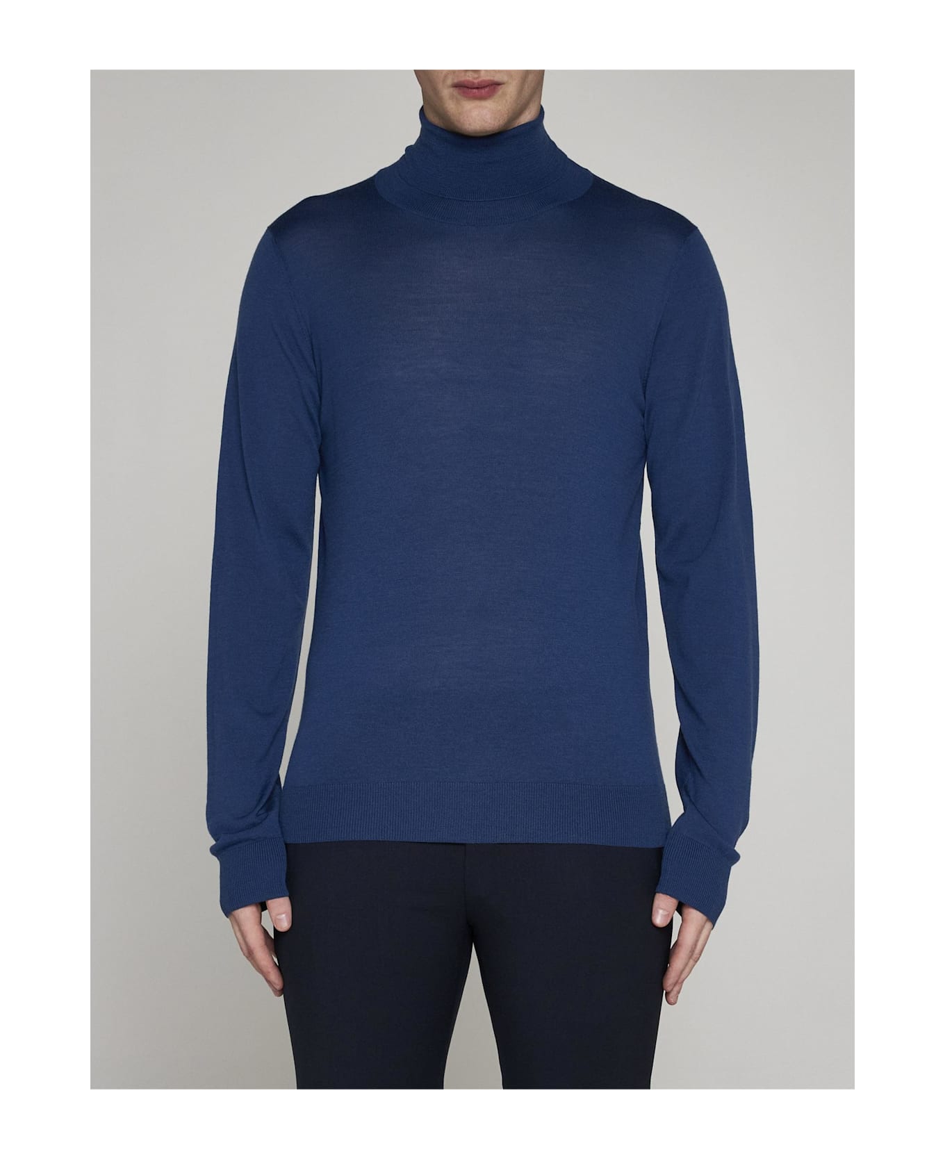 Piacenza Cashmere Wool Turtleneck - Blu avio