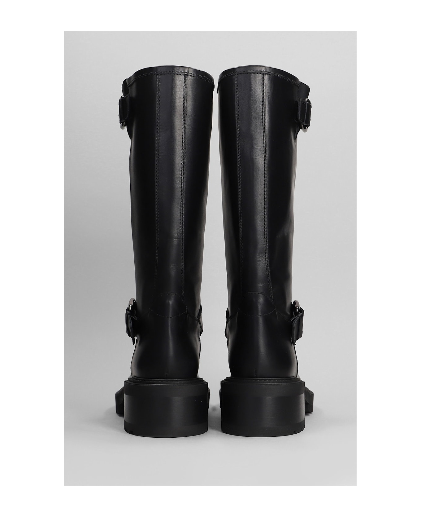 Via Roma 15 Low Heels Ankle Boots In Black Leather - black