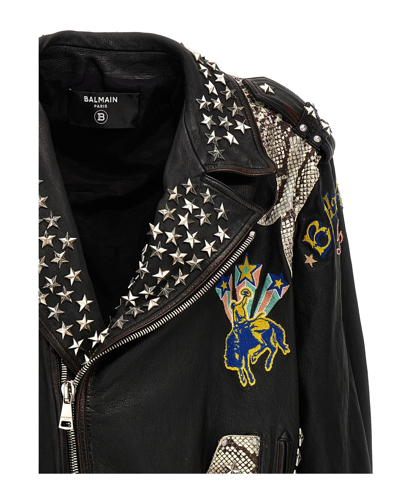 Balmain Western Leather Biker Jacket - Black ジャケット