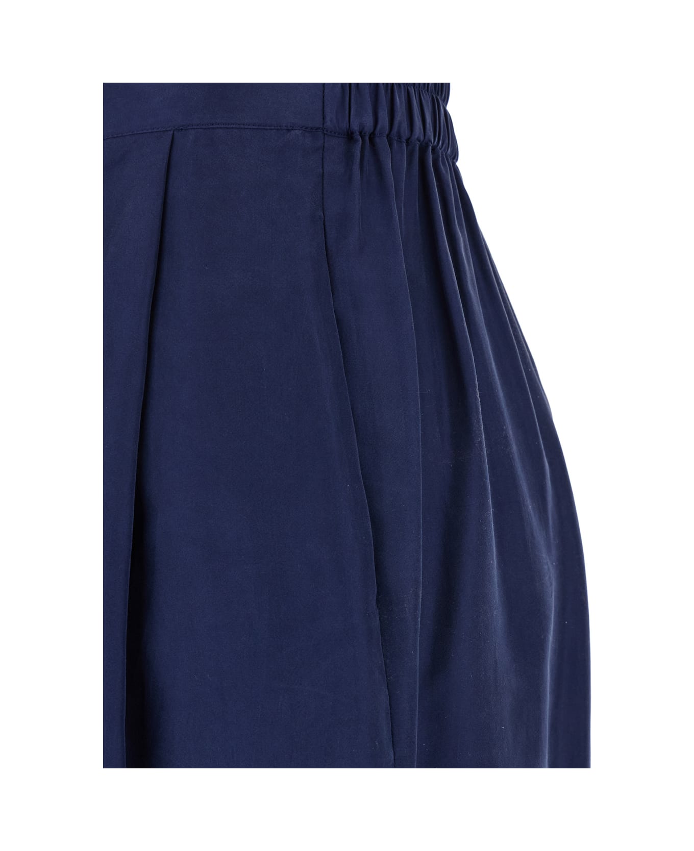 Momonì 
boto
 Blue Palazzo Pants With Pences And Rear Elastic Waist In Silk Woman - Blu