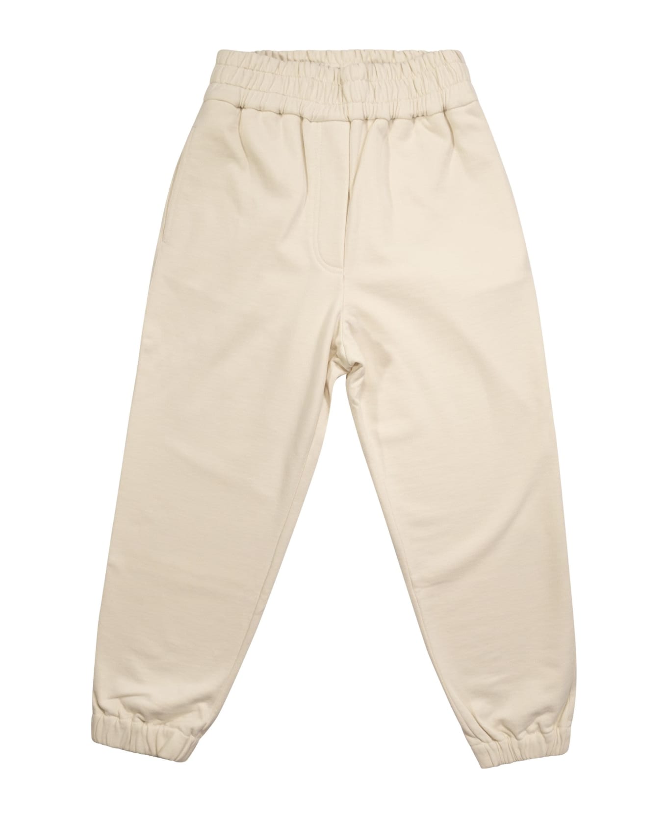 Brunello Cucinelli Smooth Cotton Fleece Trousers - Beige