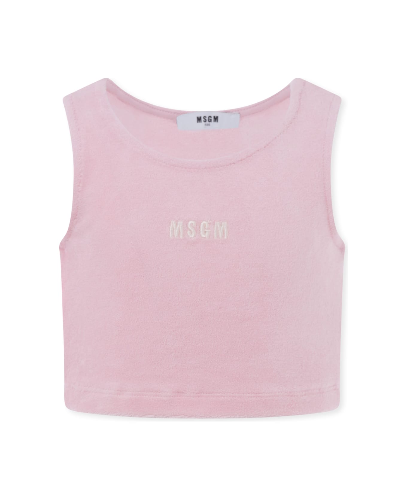 MSGM Pink Top For Girl With Logo - Pink