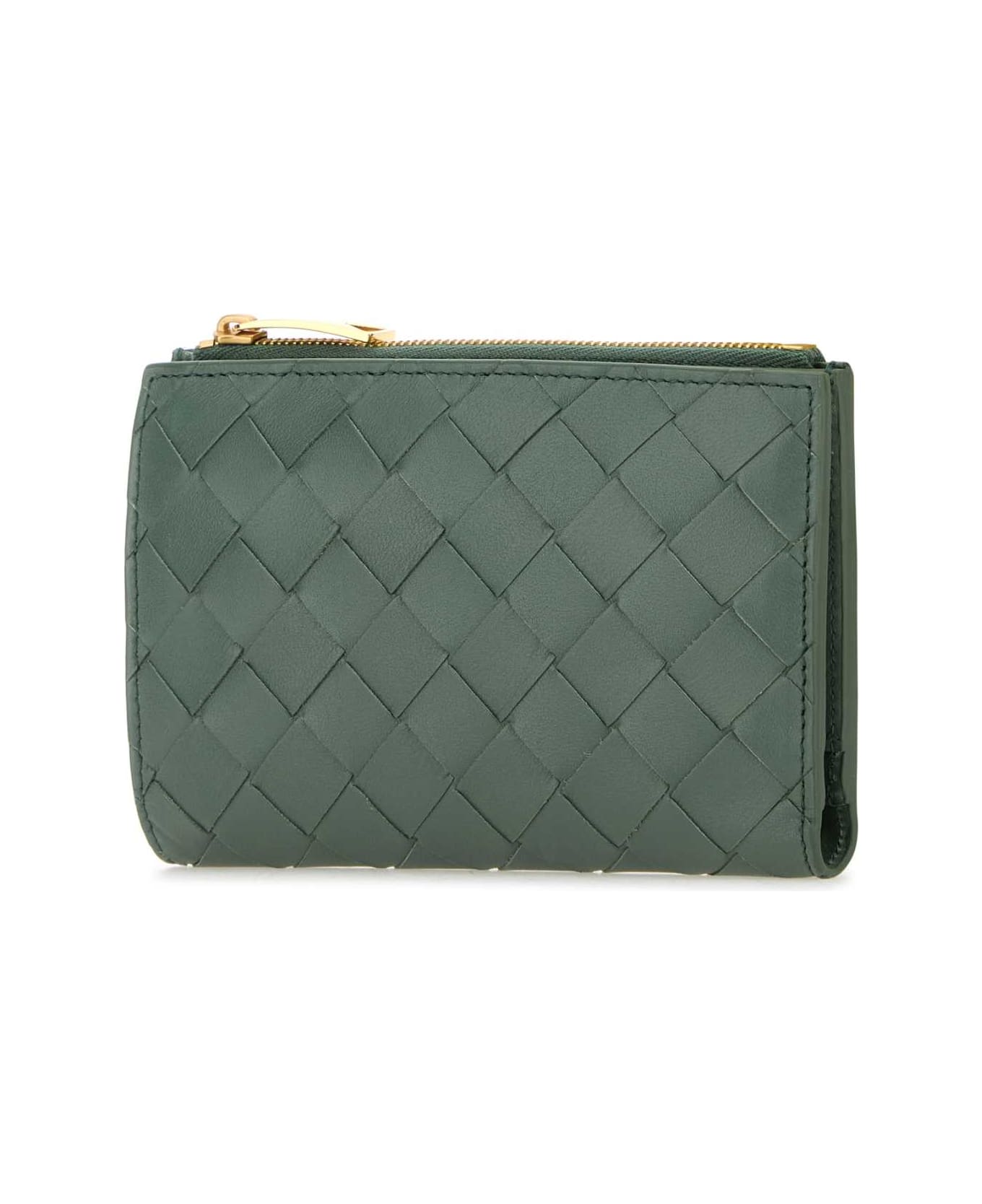Bottega Veneta Sage Green Nappa Leather Medium Intrecciato Wallet - ALOHE