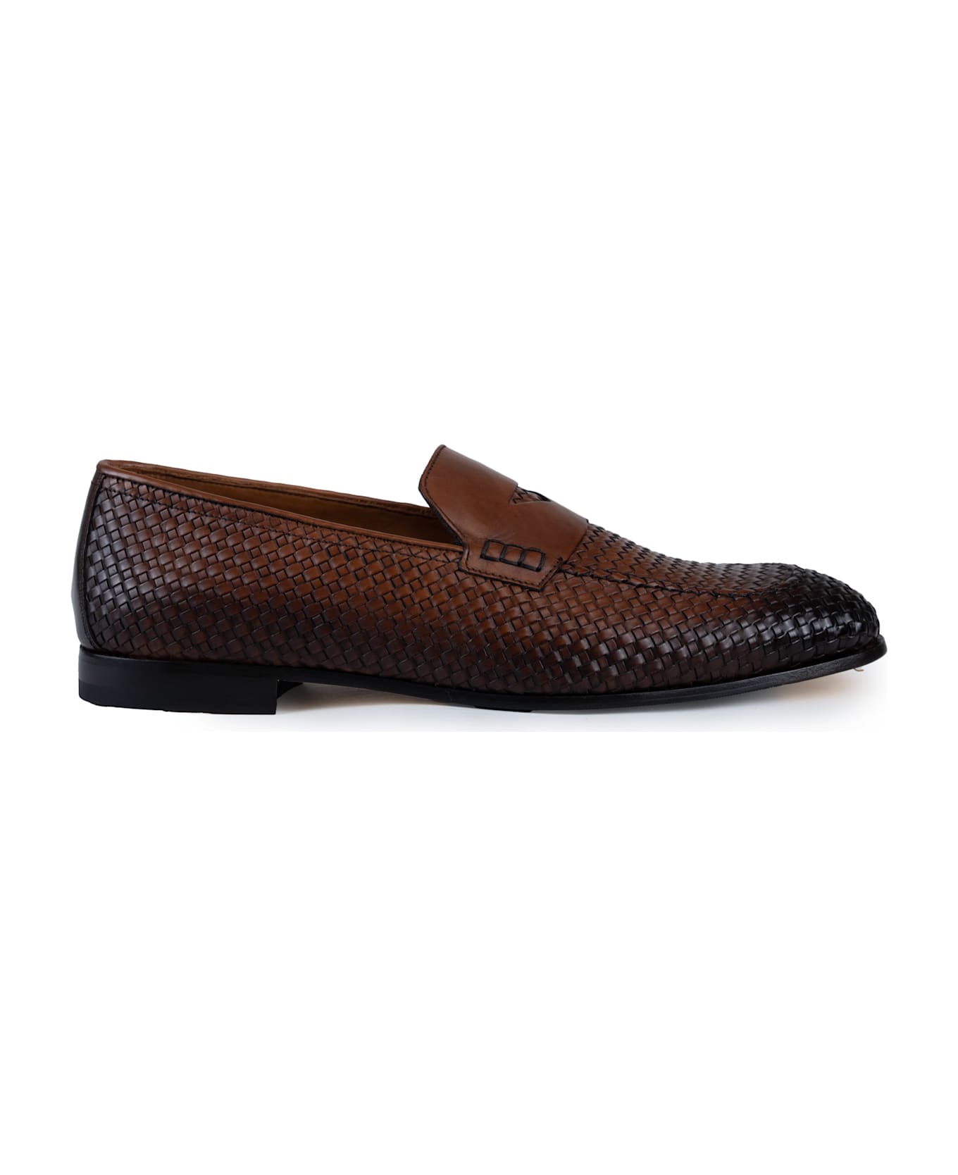 Doucal's Woven Leather Moccasins - Braidy cuoio+f.do t.moro