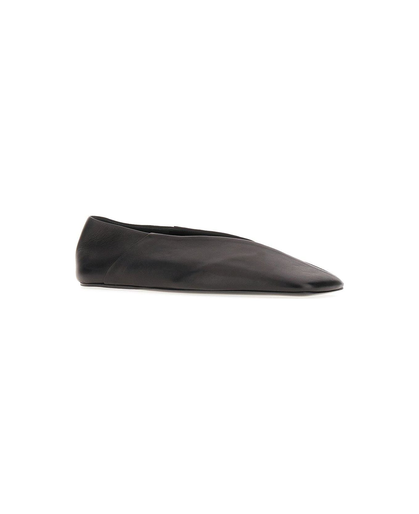 Jil Sander Square-toe Slip-on Ballerina Shoes - BLACK