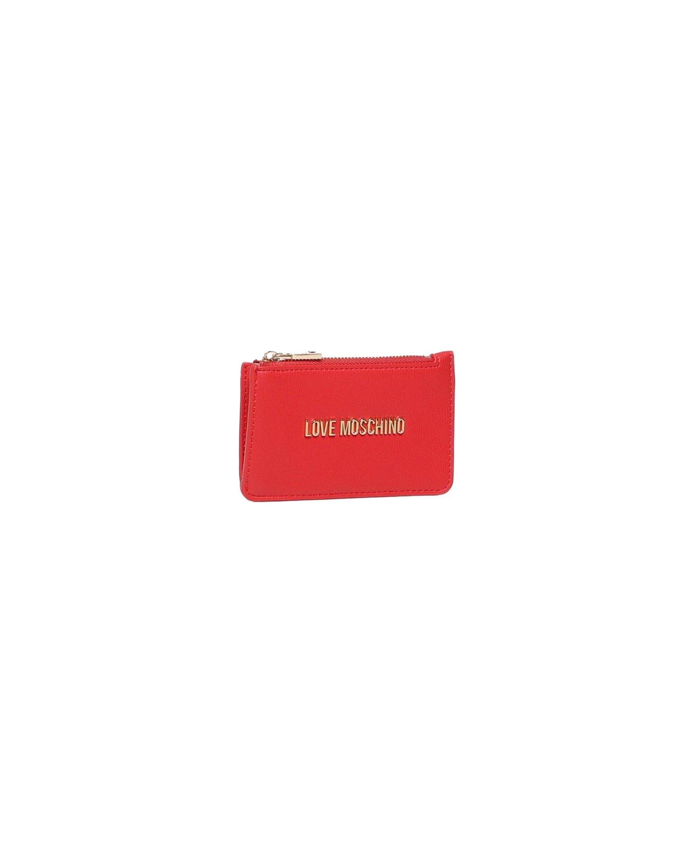 Love Moschino Logo Lettering Zipped Wallet - Red 財布