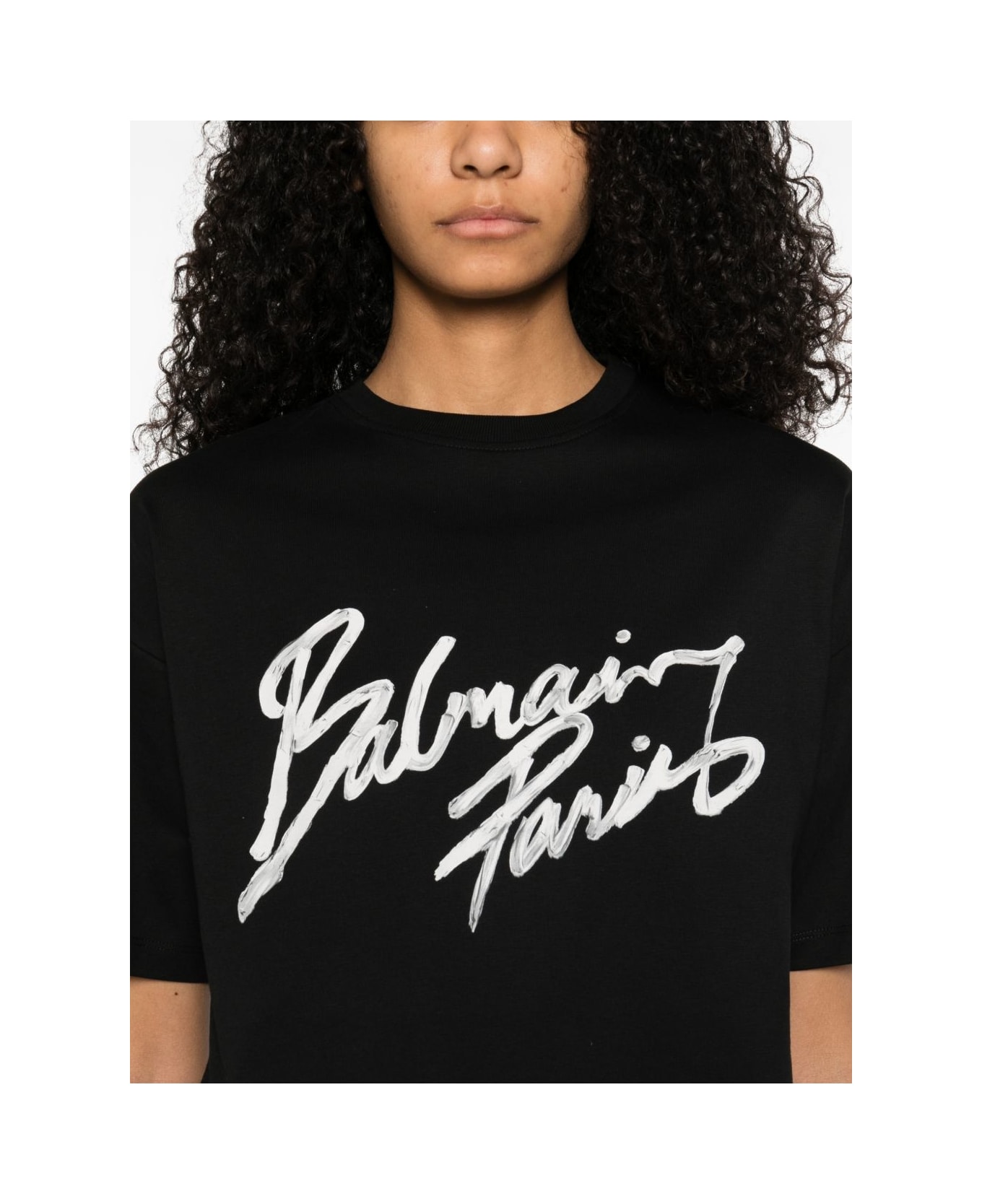 Balmain Logo Cotton T-shirt - Black