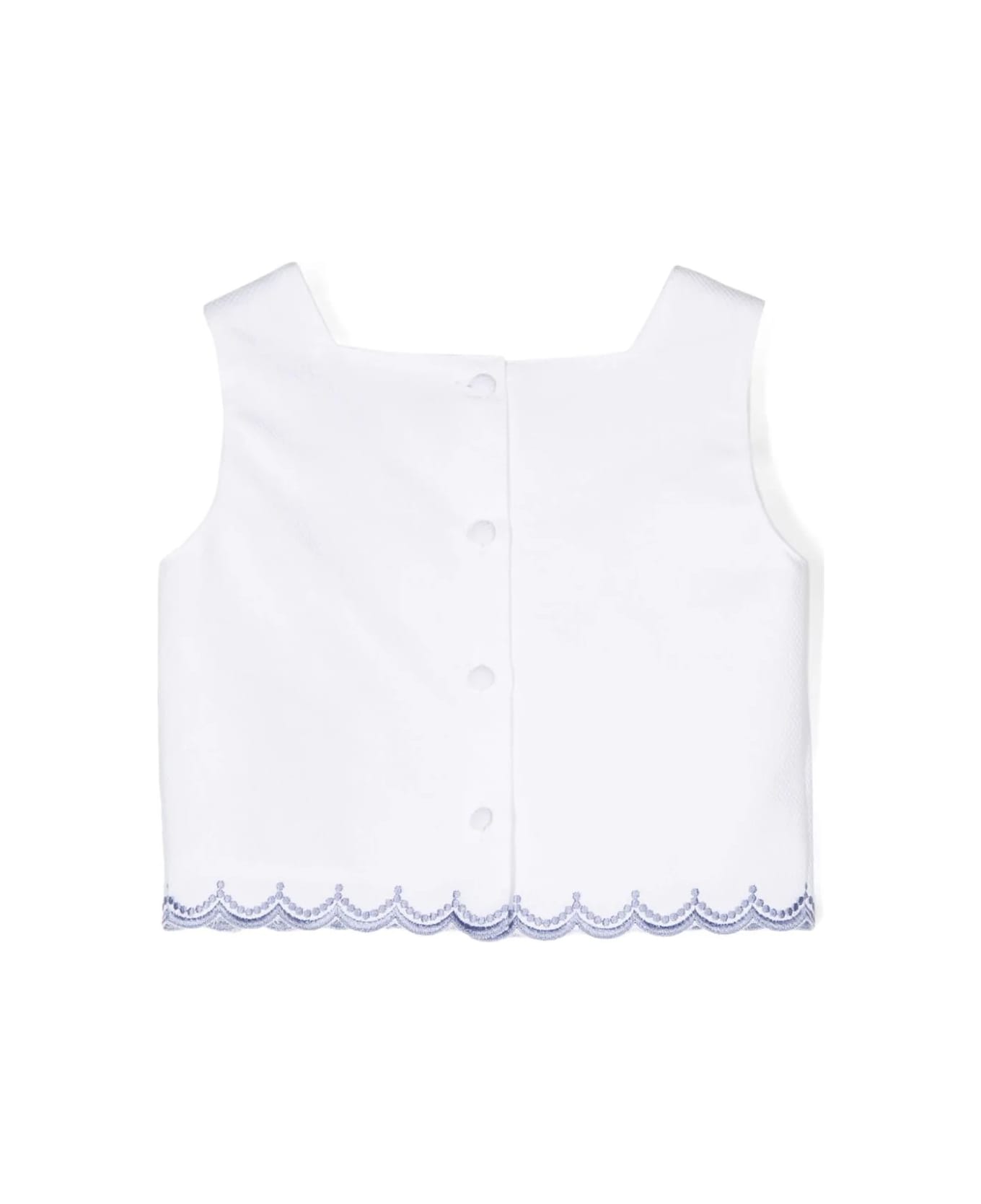 Etro White Crop Top With Blue Logo Embroidery - Blue