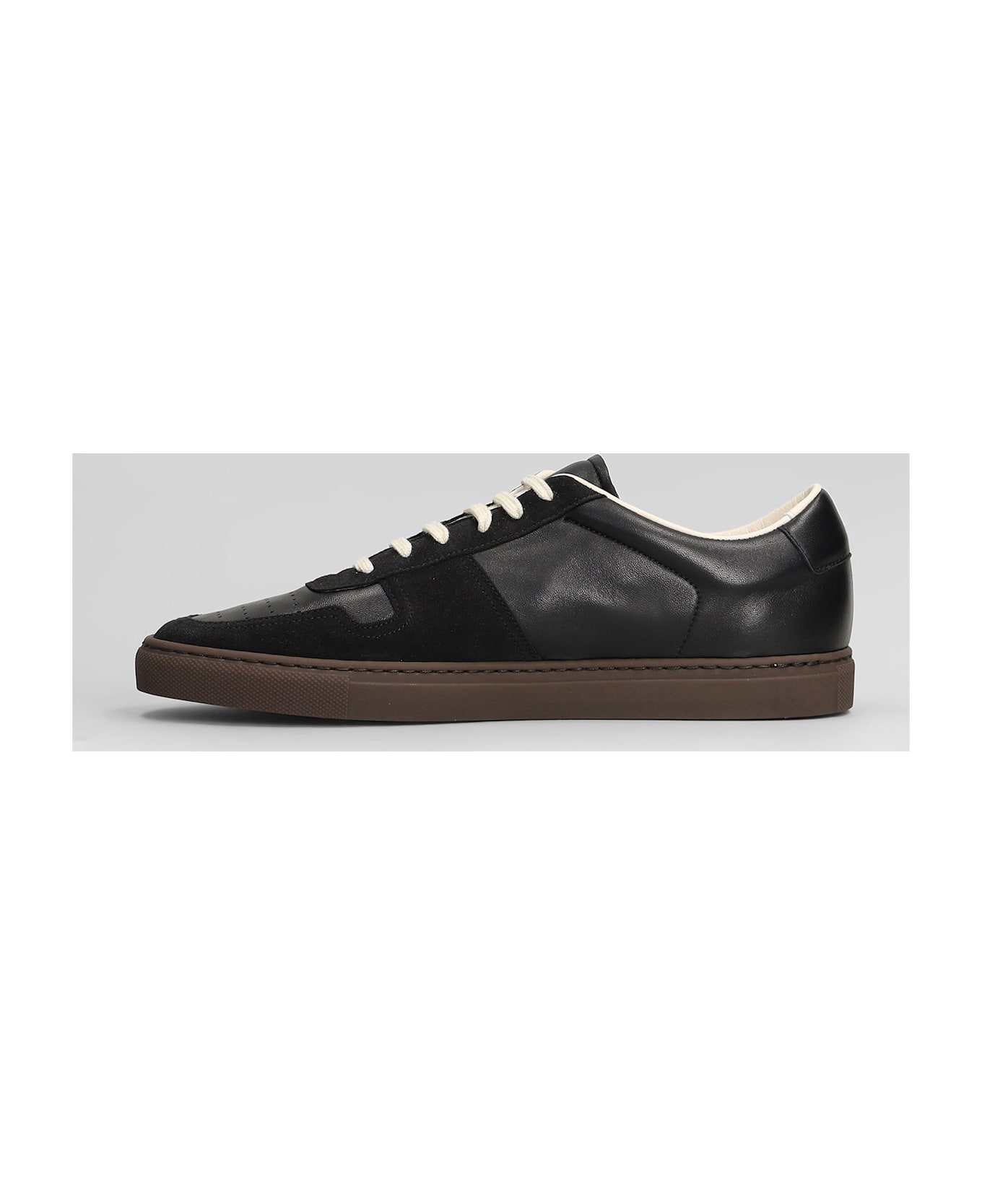 Common Projects Bball Slim Sneakers In Black Suede And Leather - black