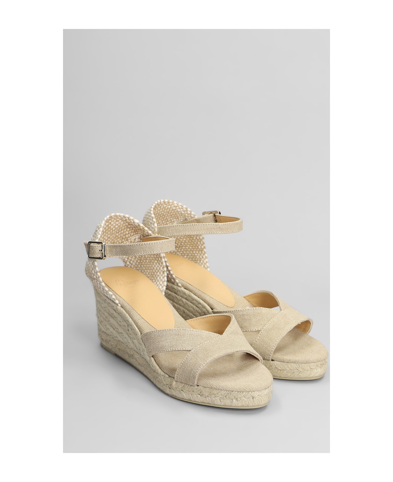 Castañer Bruna-6-002 Wedges In Beige Canvas - beige