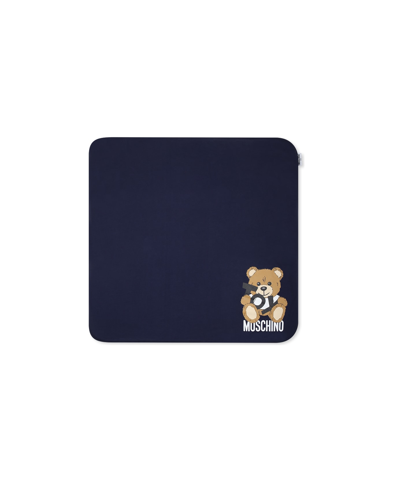 Moschino Blue Blancket For Babykids With Teddy Bear - Blue