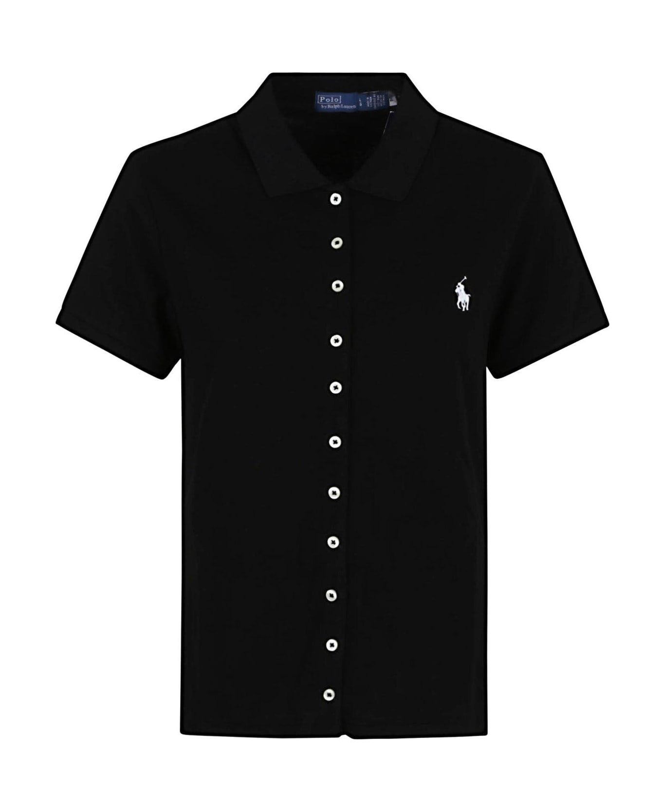 Ralph Lauren Logo Embroidered Buttoned Shirt - Polo Black